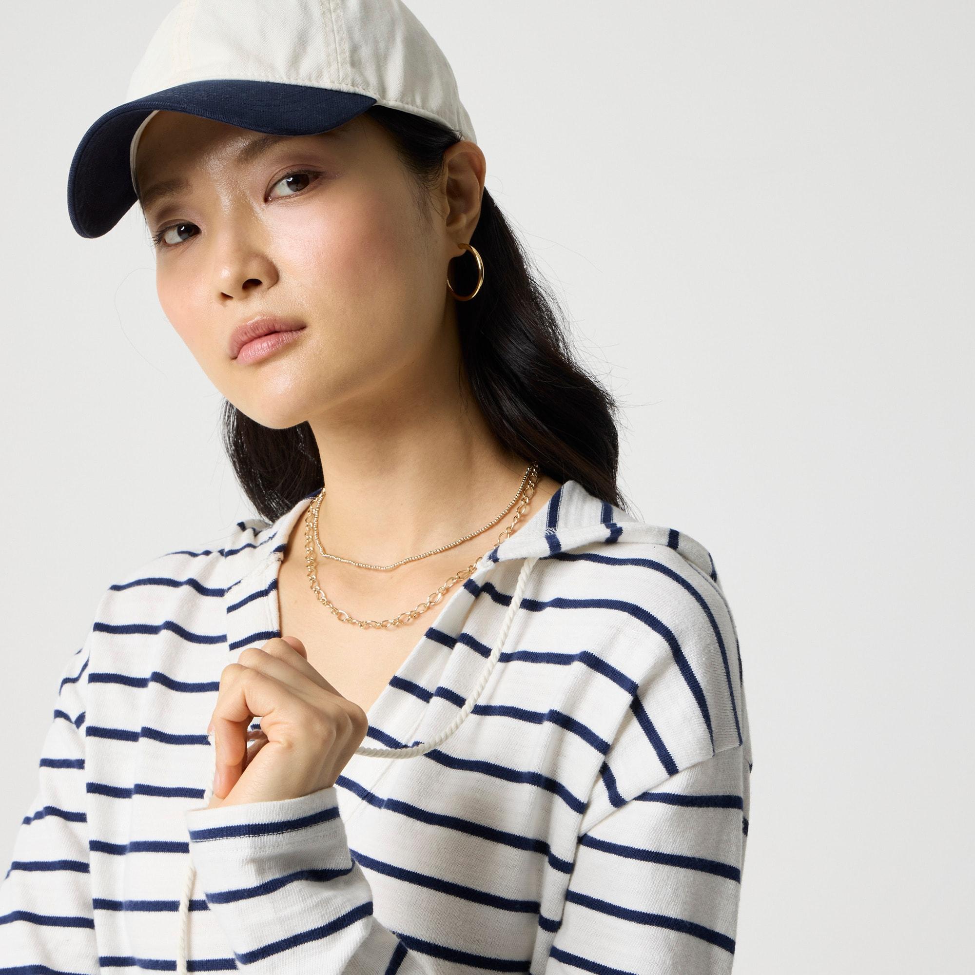 Striped V-neck hoodie Product Image