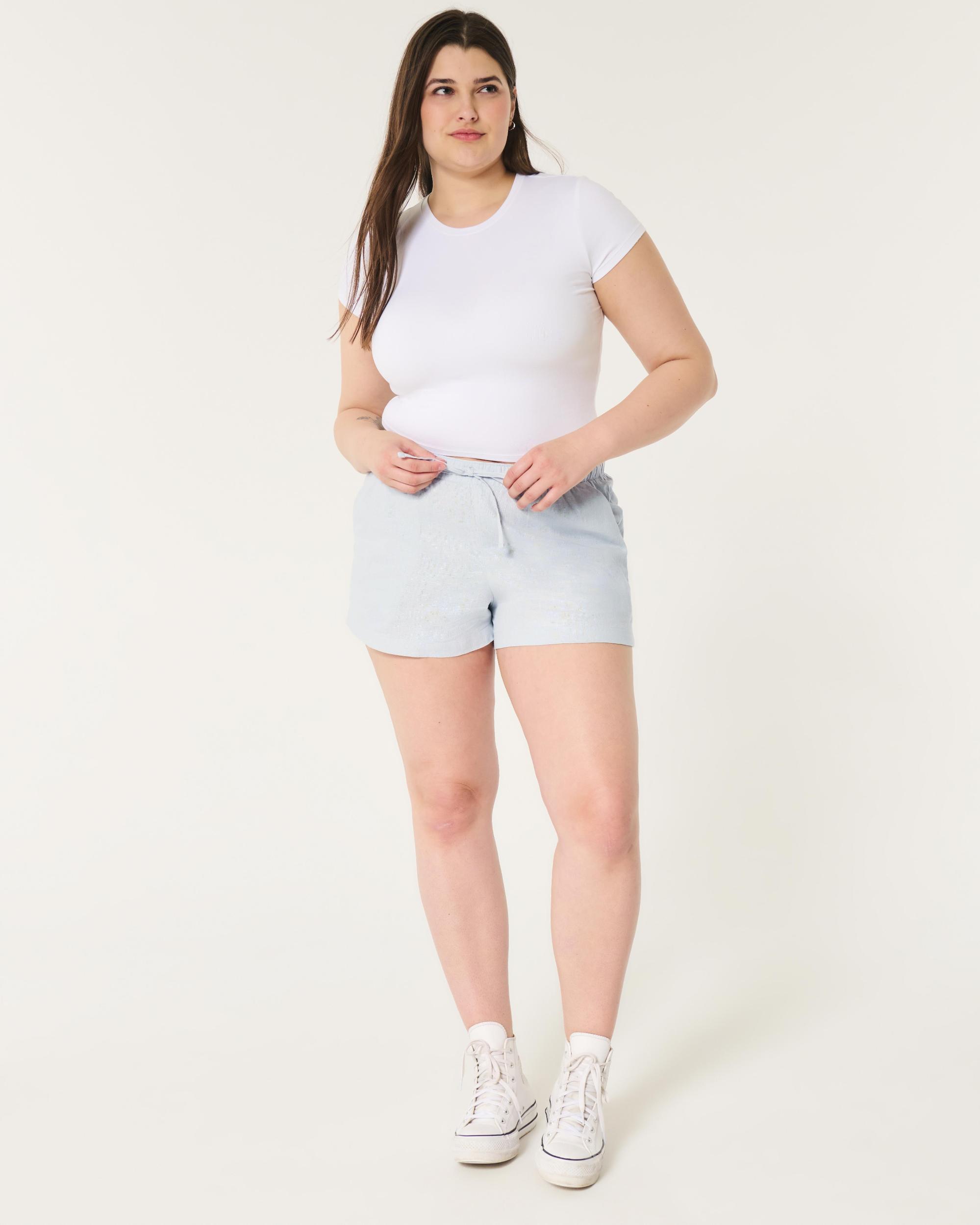 Hollister Ella Adjustable Rise Linen-Blend Pull-On Shorts Product Image