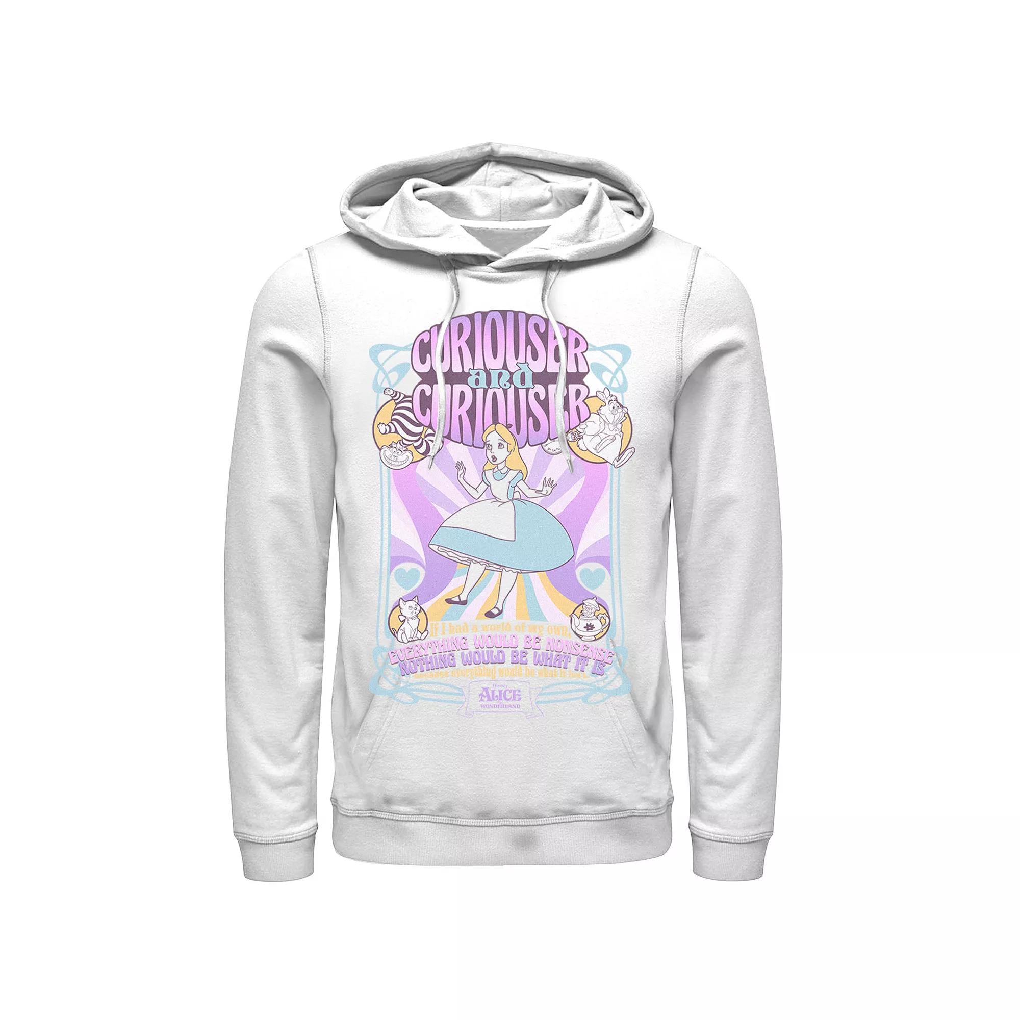 Men's Alice In Wonderland Psychedelic Nouveou Neon Hoodie, Size: Small, White Product Image
