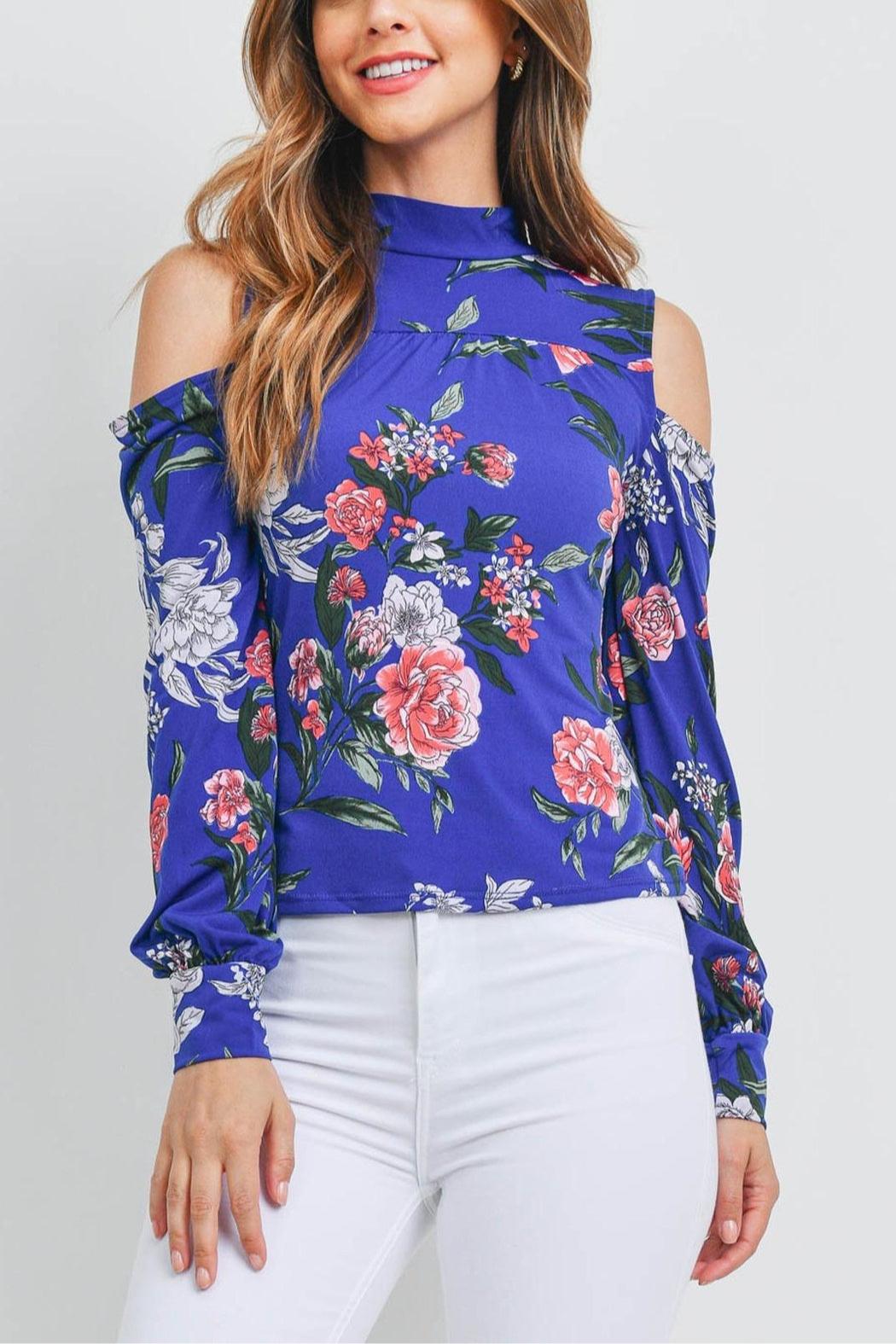 Cold shoulder floral tie back blouse Product Image