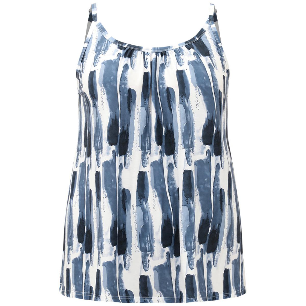 Plus Size Colorblock Brush Print Cami Top Women Multicolor Casual Printed Spaghetti Strap Everyday Tank Tops Camis BloomChic 14-16/1X Product Image