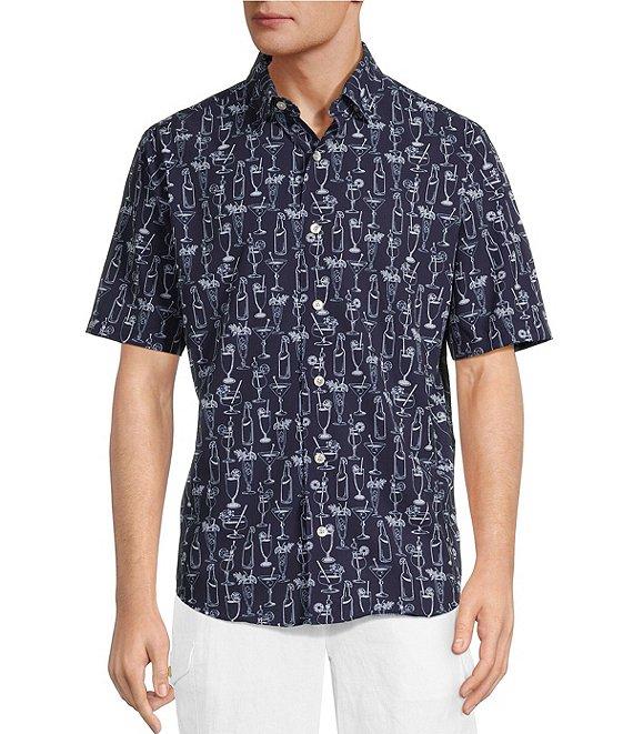 Caribbean Isle Breeze Performance Stretch Cocktails Print Short Sleeve Woven Shirt Product Image