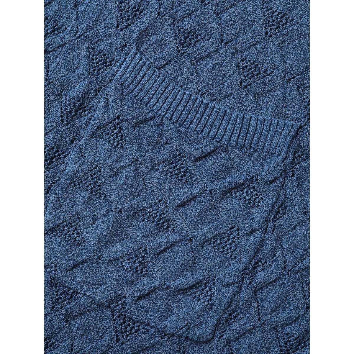 Plus Size Textured Cut-Out Plain Open Front Cardigan Stone Women Casual Loose Long Sleeve Everyday Cardigans BloomChic 18-20/2X Product Image