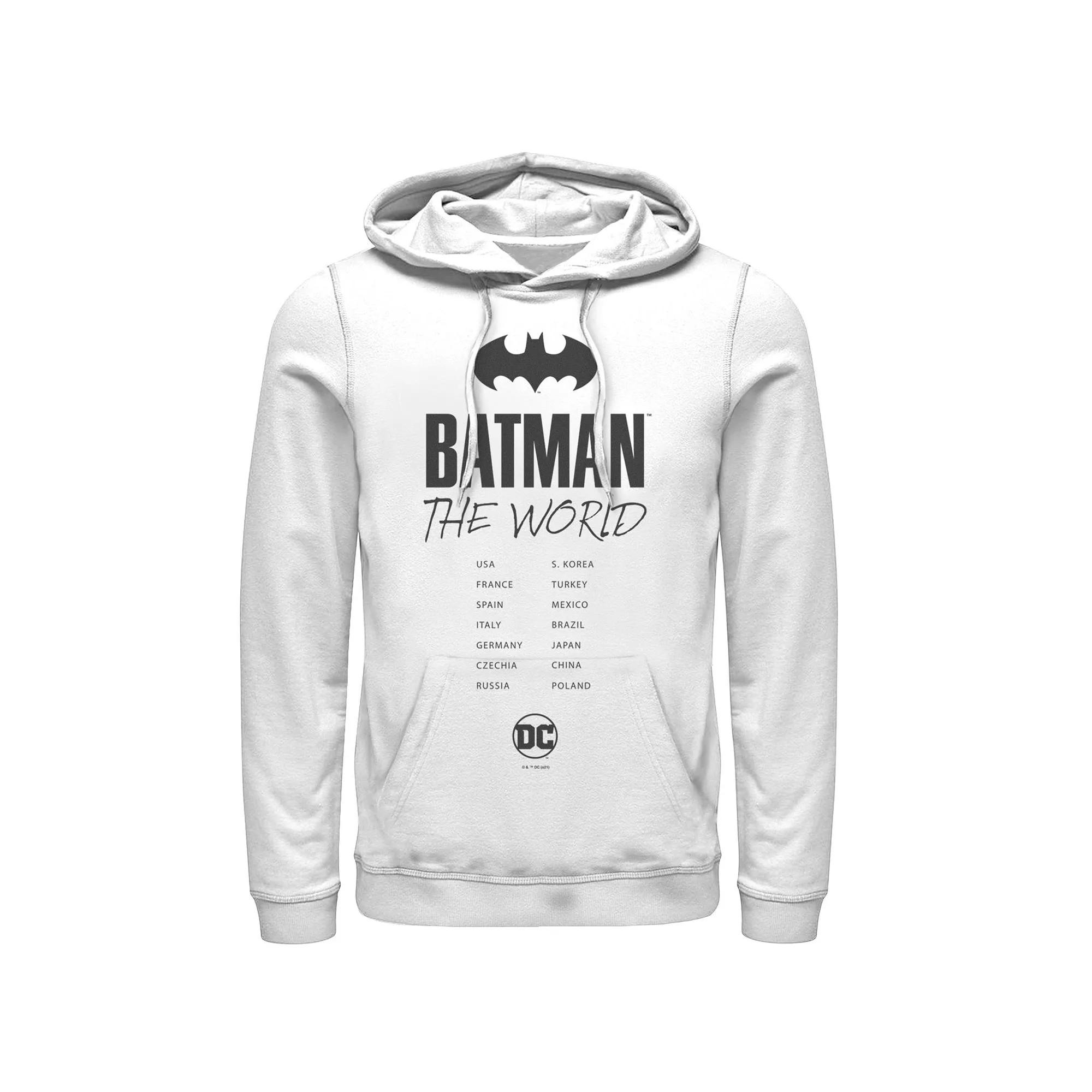 Men's Batman: The World White Bat Logo Stamp Hoodie, Boy's,  Product Image