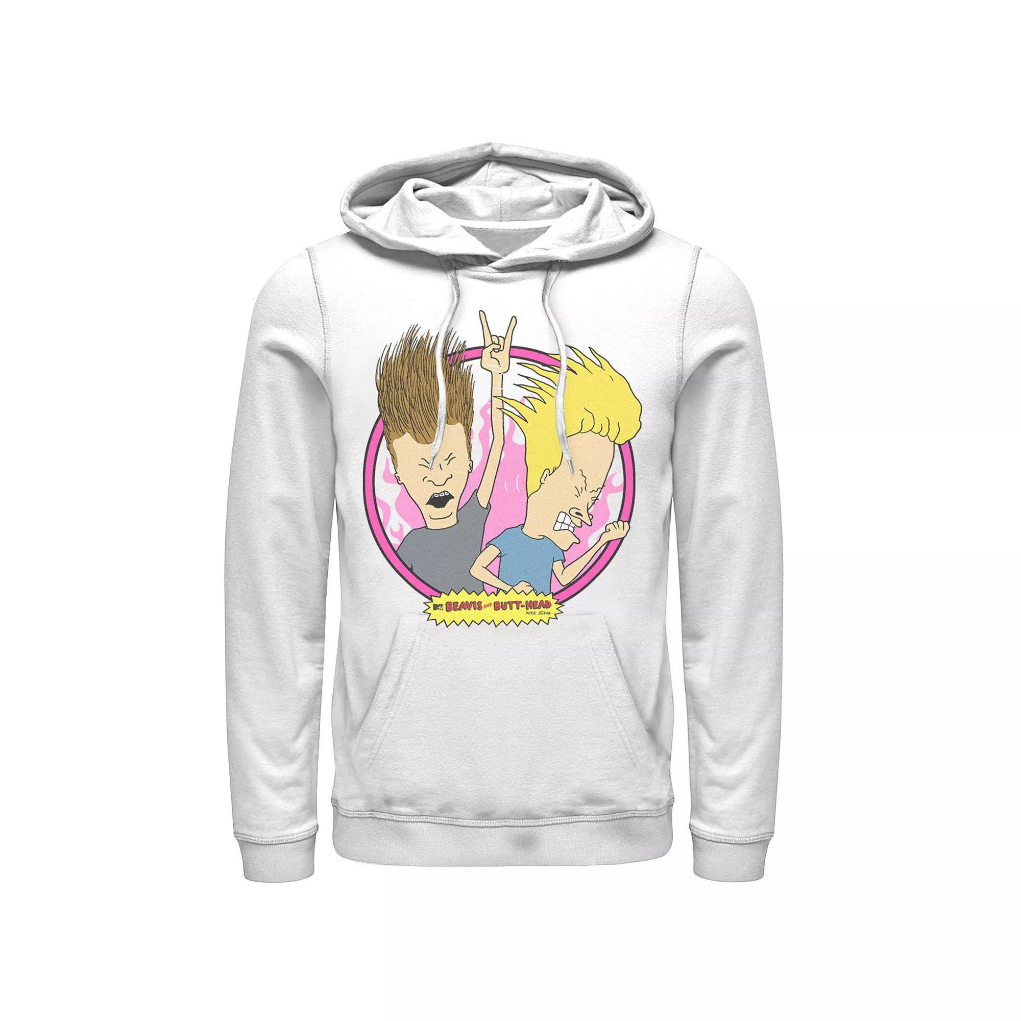 Men's Beavis And Butthead Rock N Roll Circle Portrait Hoodie,  Product Image