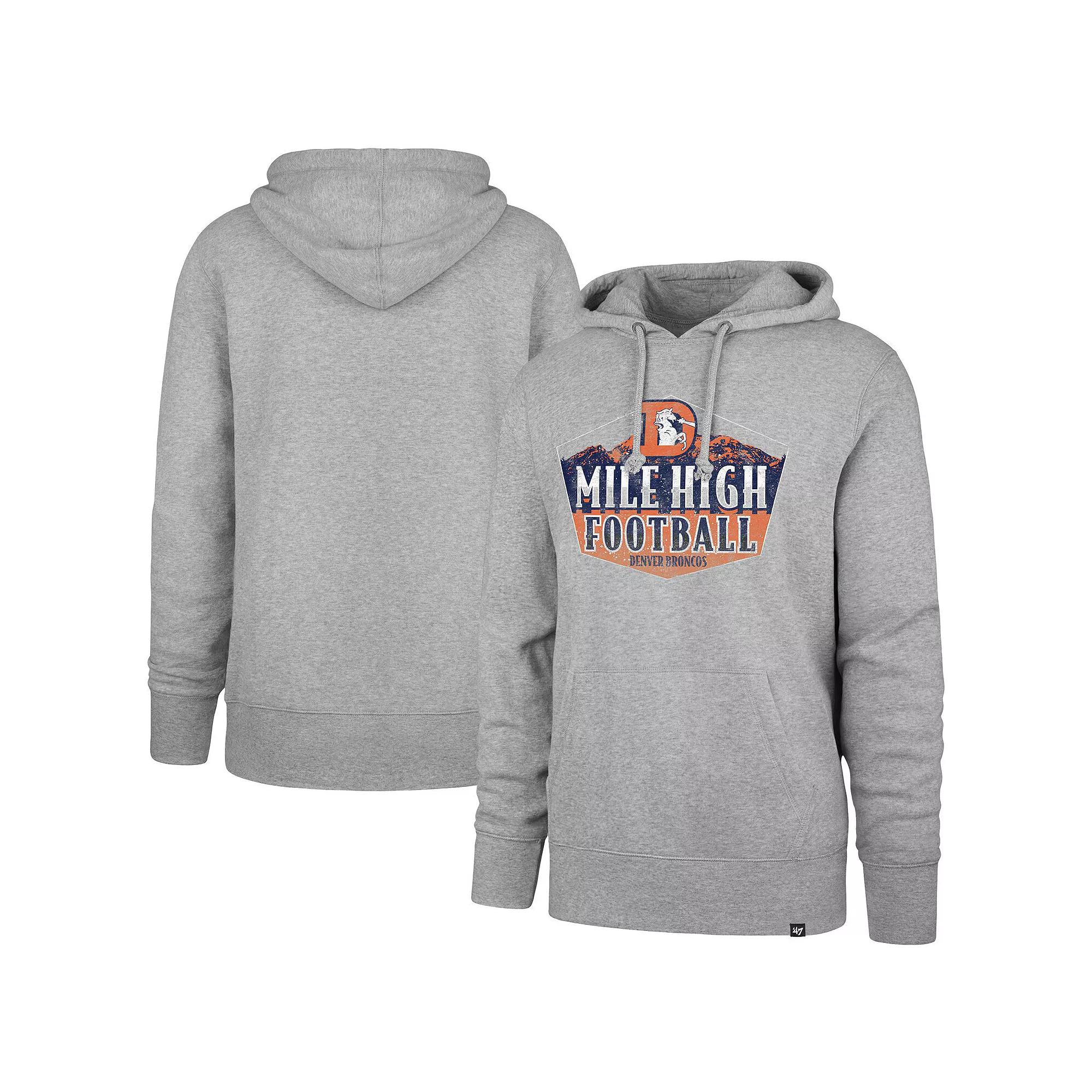 Men's '47 Gray Denver Broncos Headline Pullover Hoodie,  Product Image