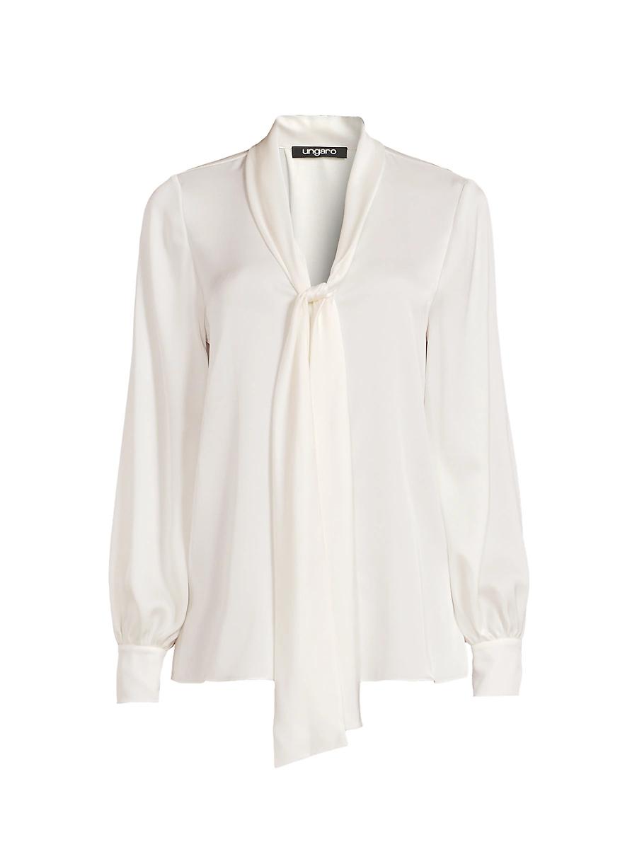 Womens Ella Silk-Blend Tie-Neck Blouse Product Image