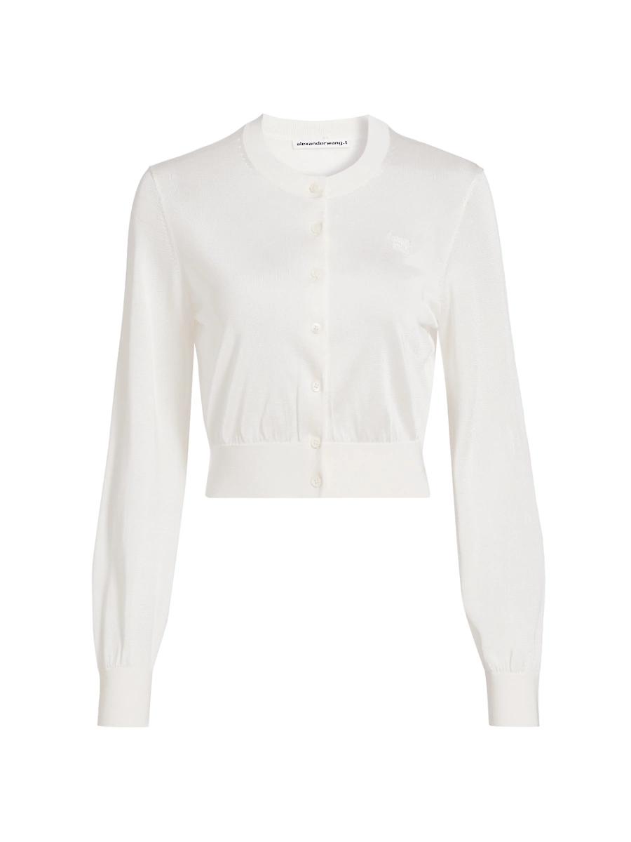 Womens Embroidered Logo Crop Cardigan Product Image