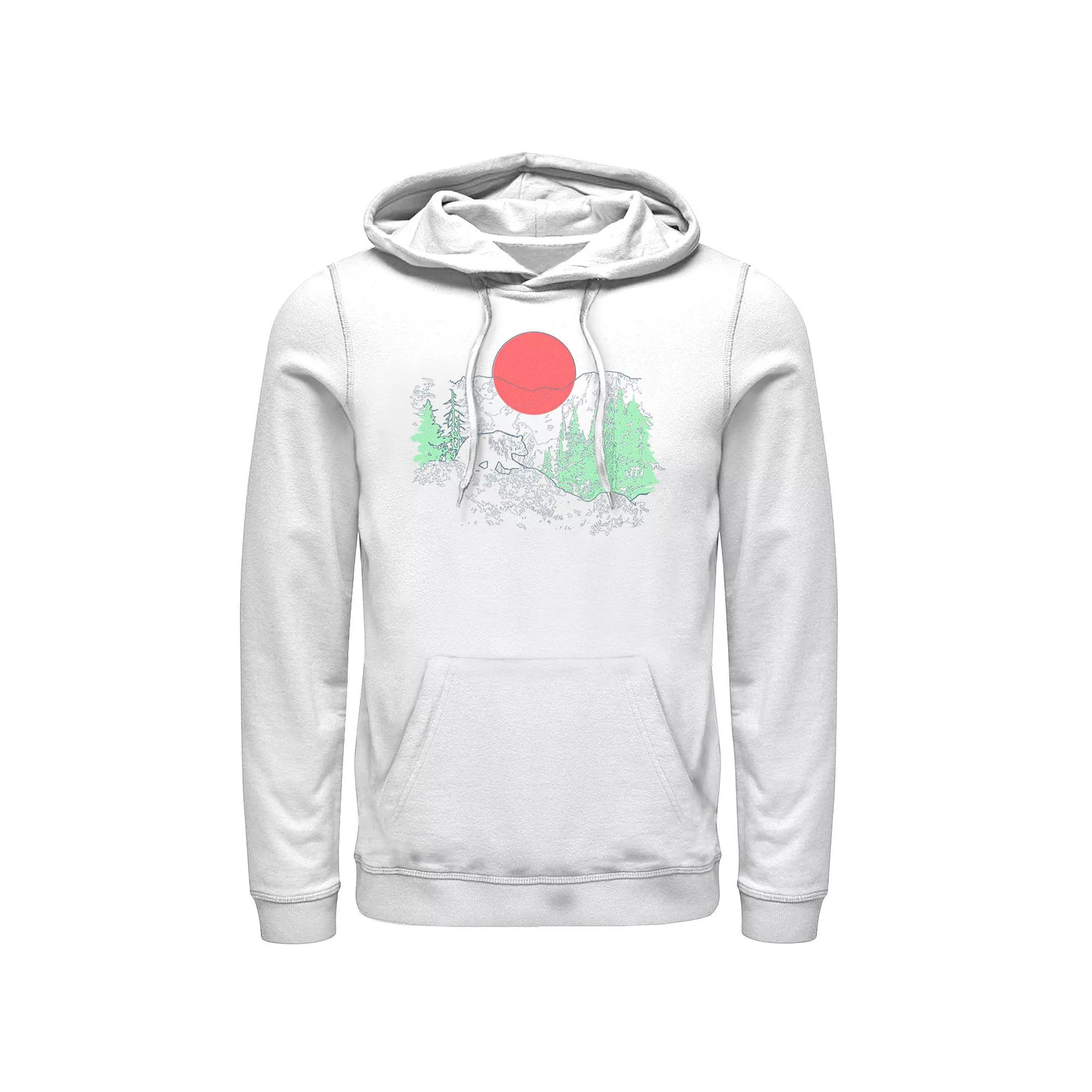 Men's Cali Bear Mountains With Neon Trees Line Sketch Hoodie,  Product Image