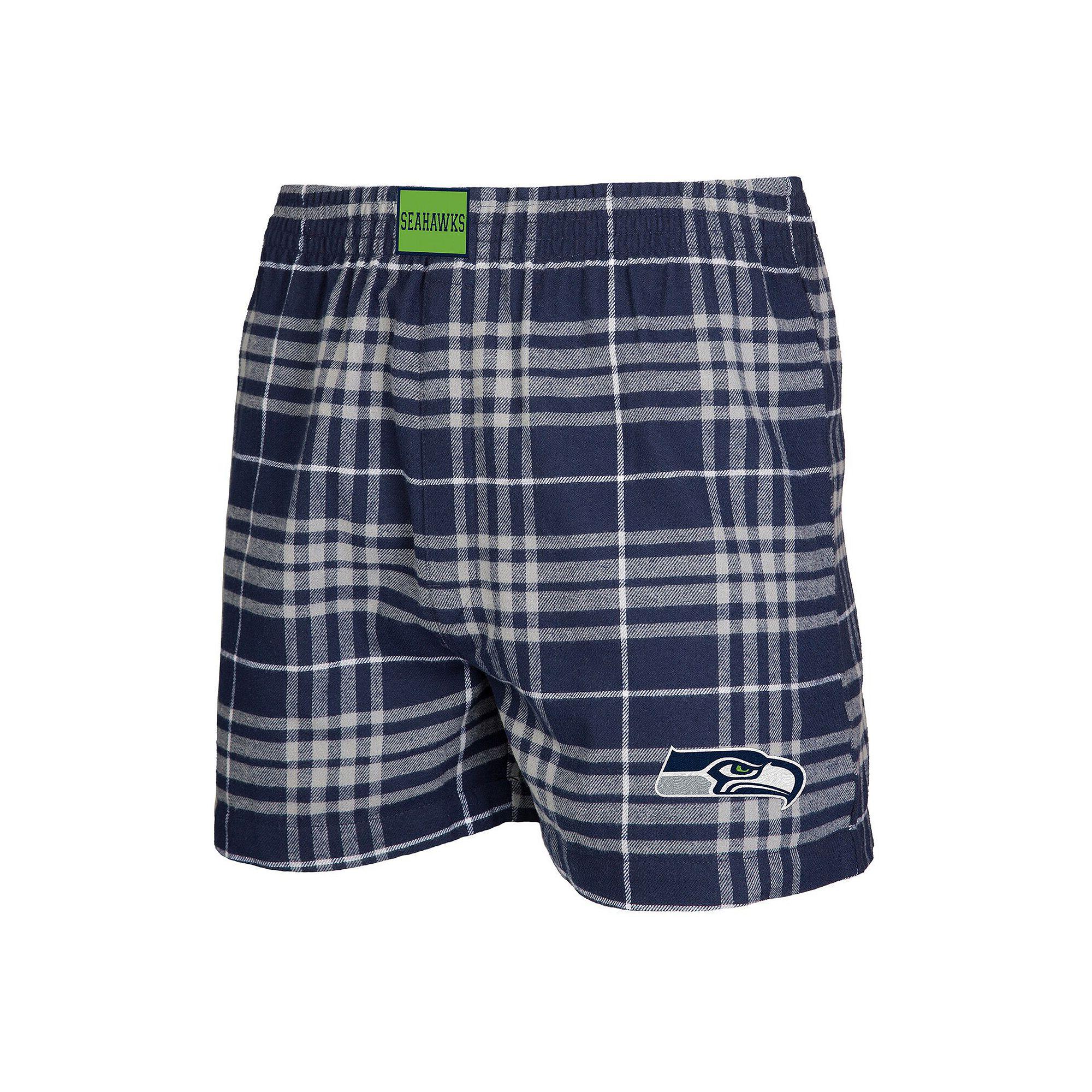 Men's Concepts Sport Navy/Gray Seattle Seahawks Concord Flannel Boxers, Size: 2XL, Blue Product Image
