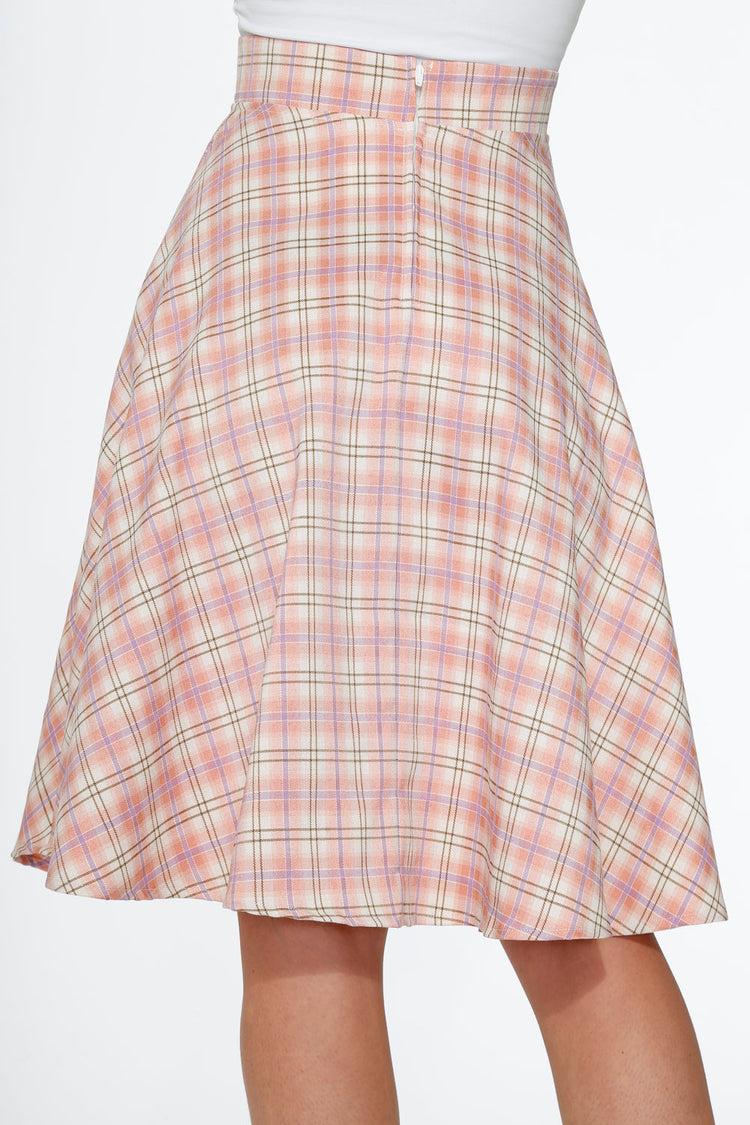 Pink Plaid Swing Skirt Product Image