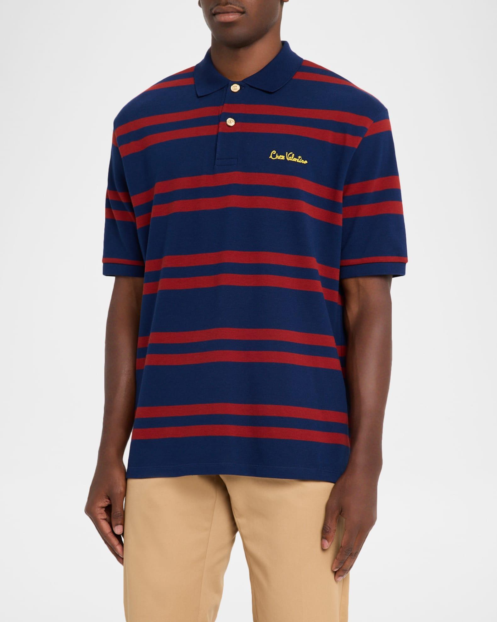 Men's Double-Stripe Pique Polo Shirt Product Image