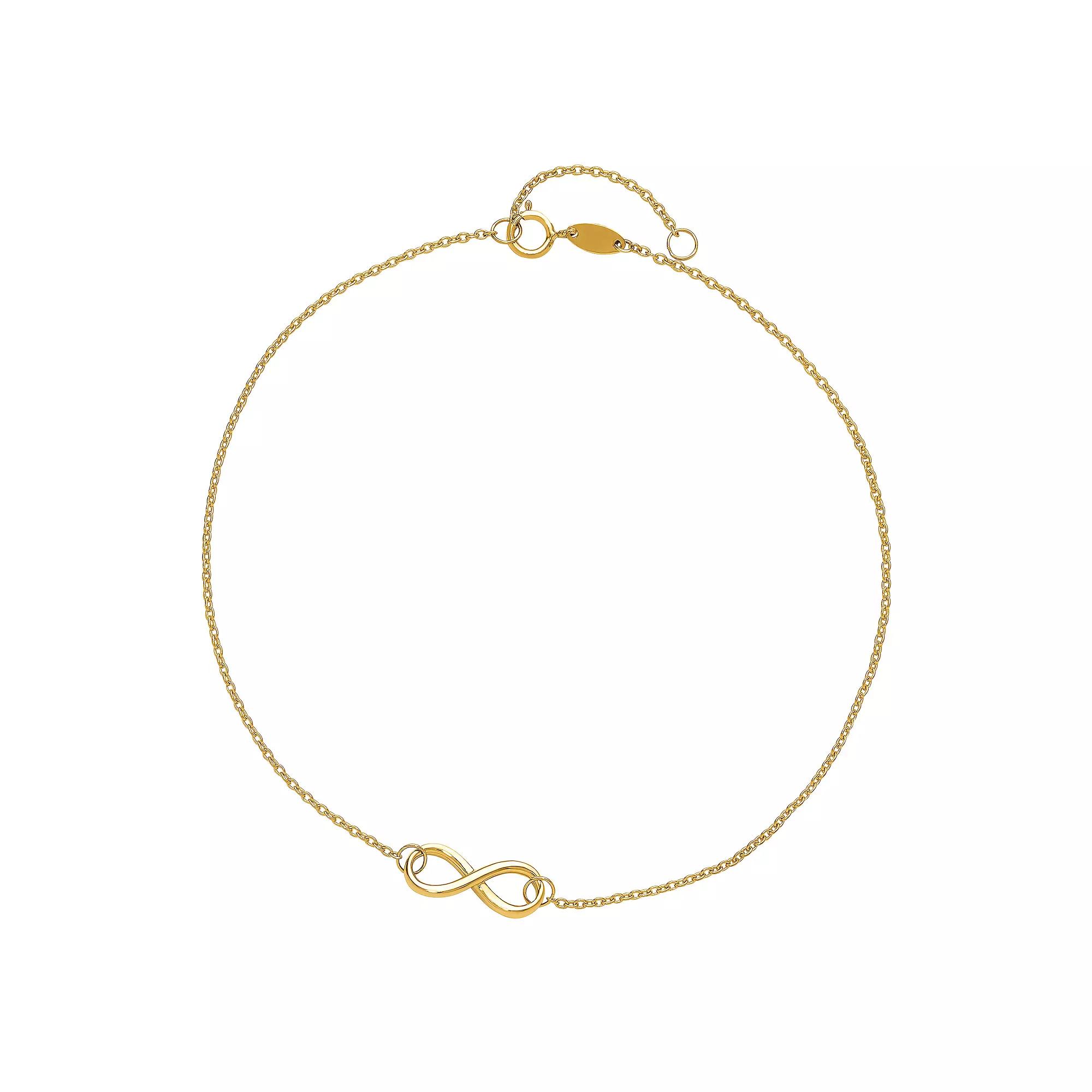 14k Gold Infinity Charm Anklet, Women's, Size: 9" Product Image