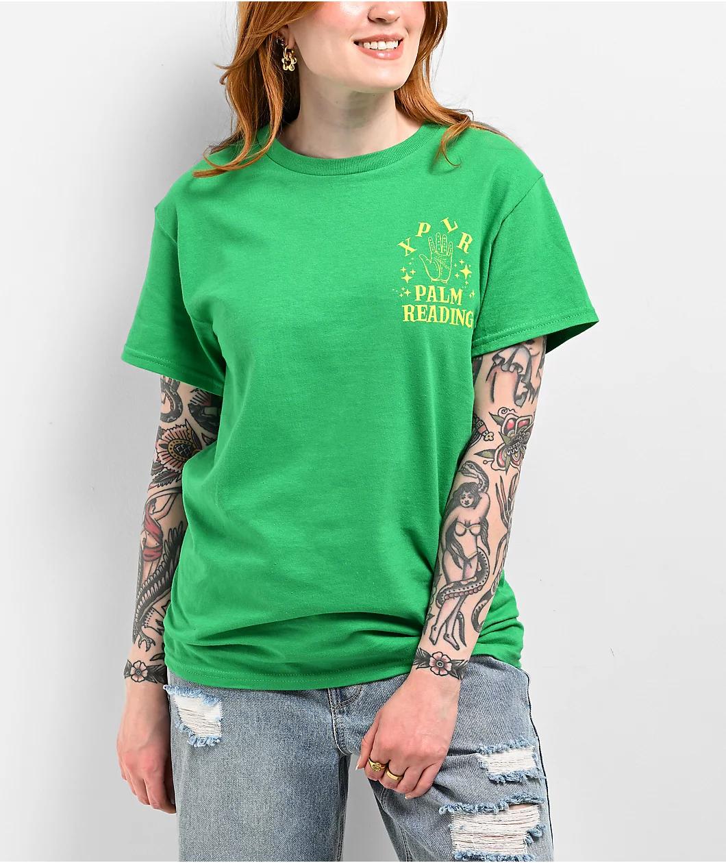 XPLR Palm Reading Green T-Shirt Product Image