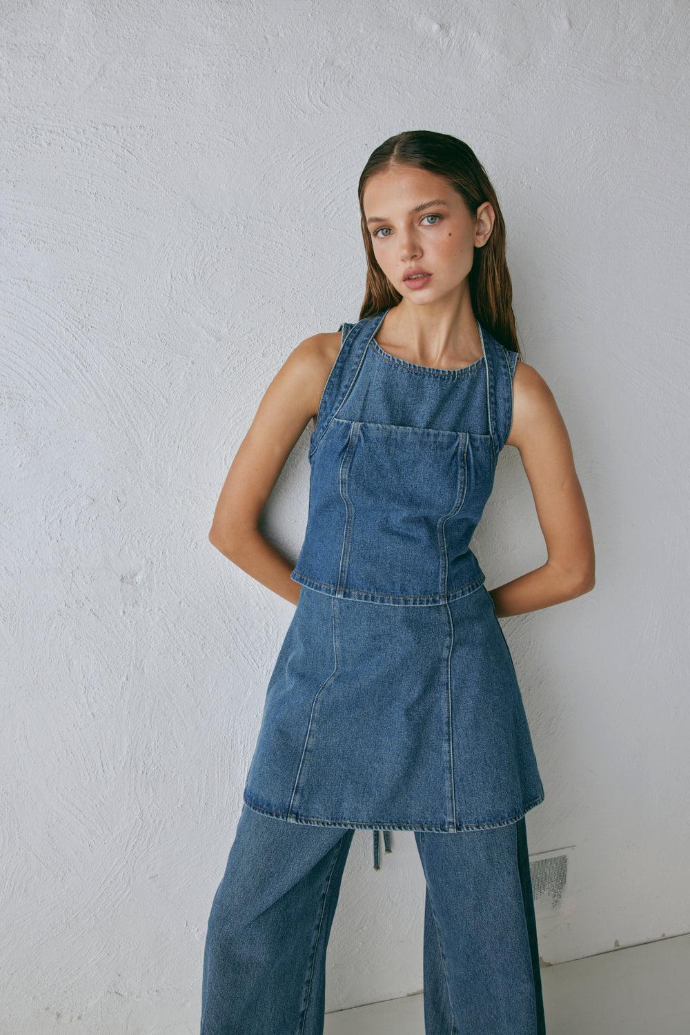 Anna Denim Top Blue Product Image
