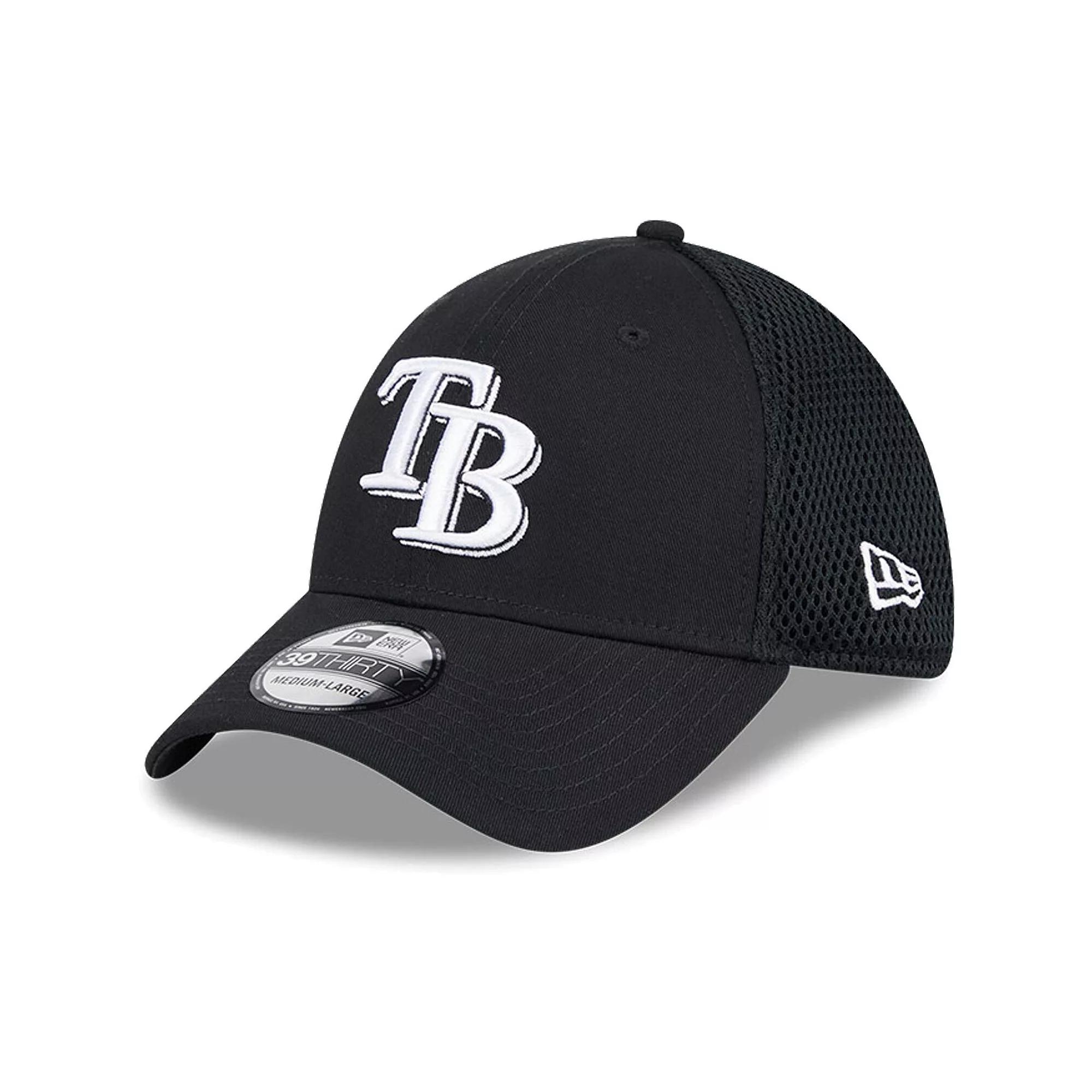 Men's New Era Tampa Bay Rays Evergreen Black & White Neo 39THIRTY Flex Hat, Size: Medium/Large Product Image