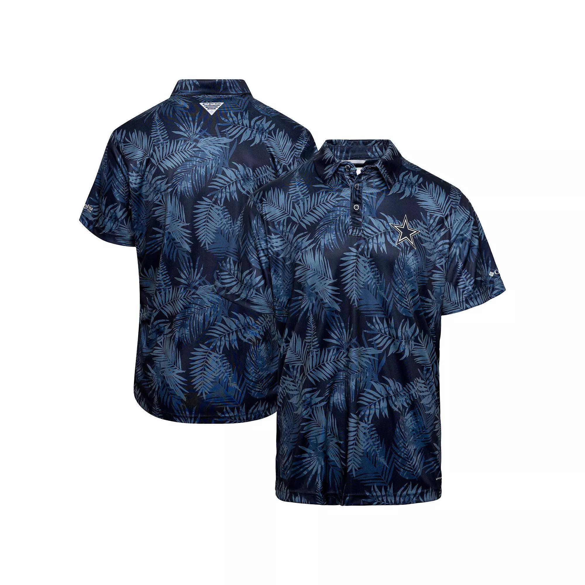 Men's Columbia Navy Dallas Cowboys PFG Super Terminal Tackle Omni-Shade Polo,  Product Image