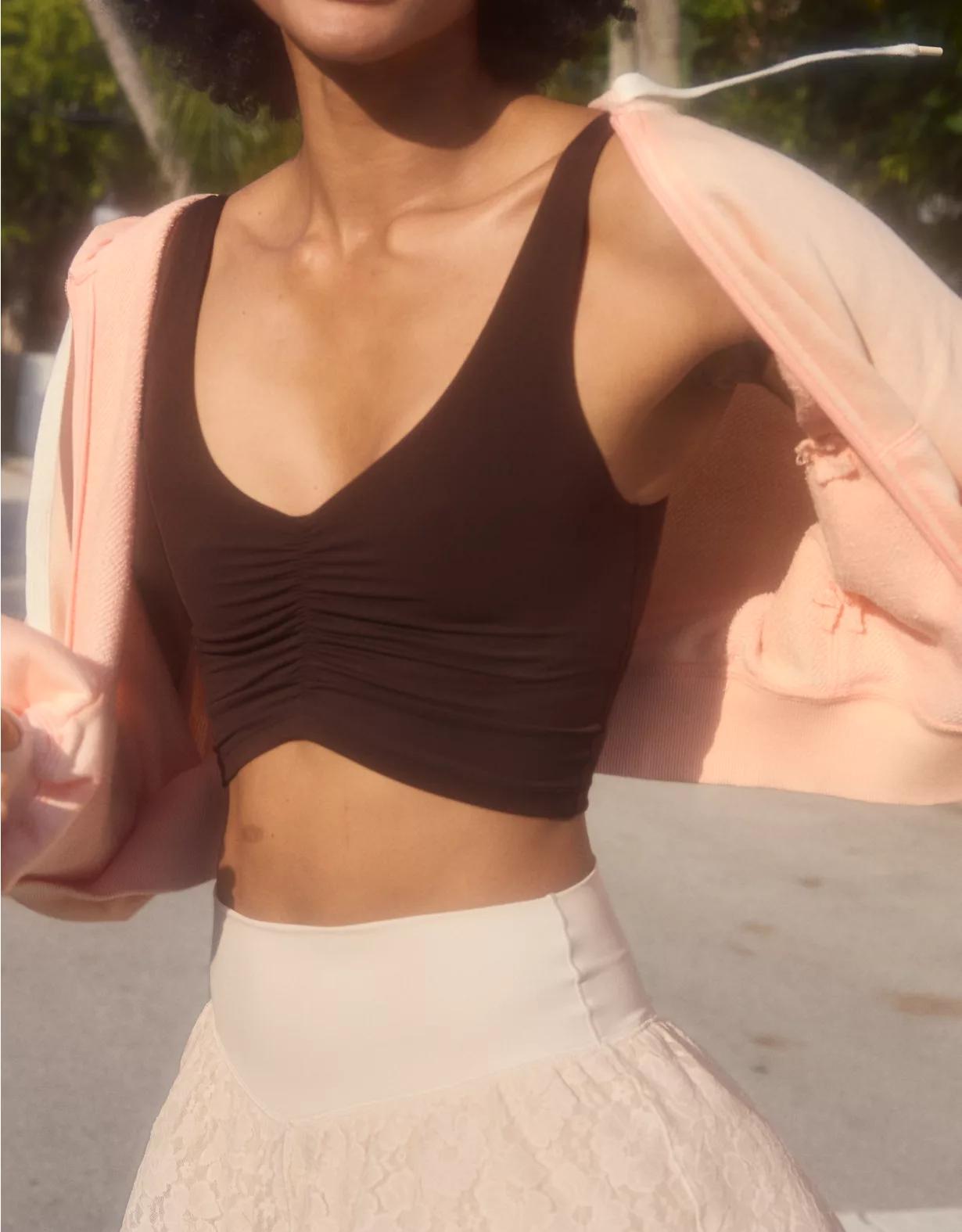 OFFLINE By Aerie Real Me Low Key Ruched Longline Sports Bra Product Image