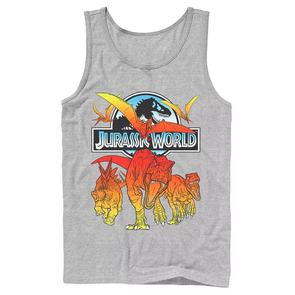 Men's Jurassic World Two Dino Charging Comic Pop Tank Top,  Product Image