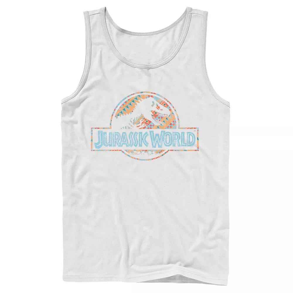 Men's Jurassic World Geometric Shape Pattern Logo Tank Top,  Product Image