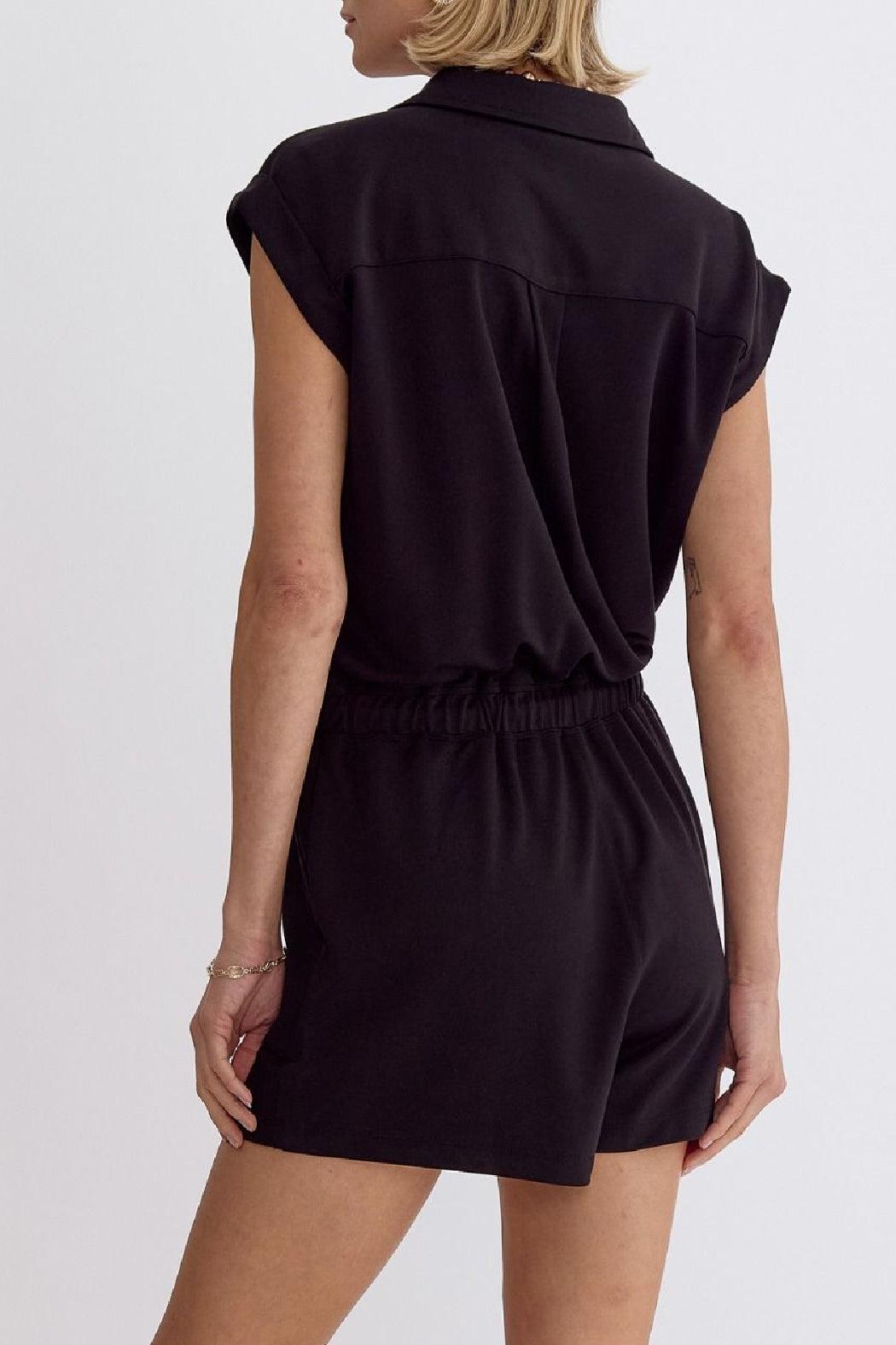 Solid Drawstring Romper Product Image