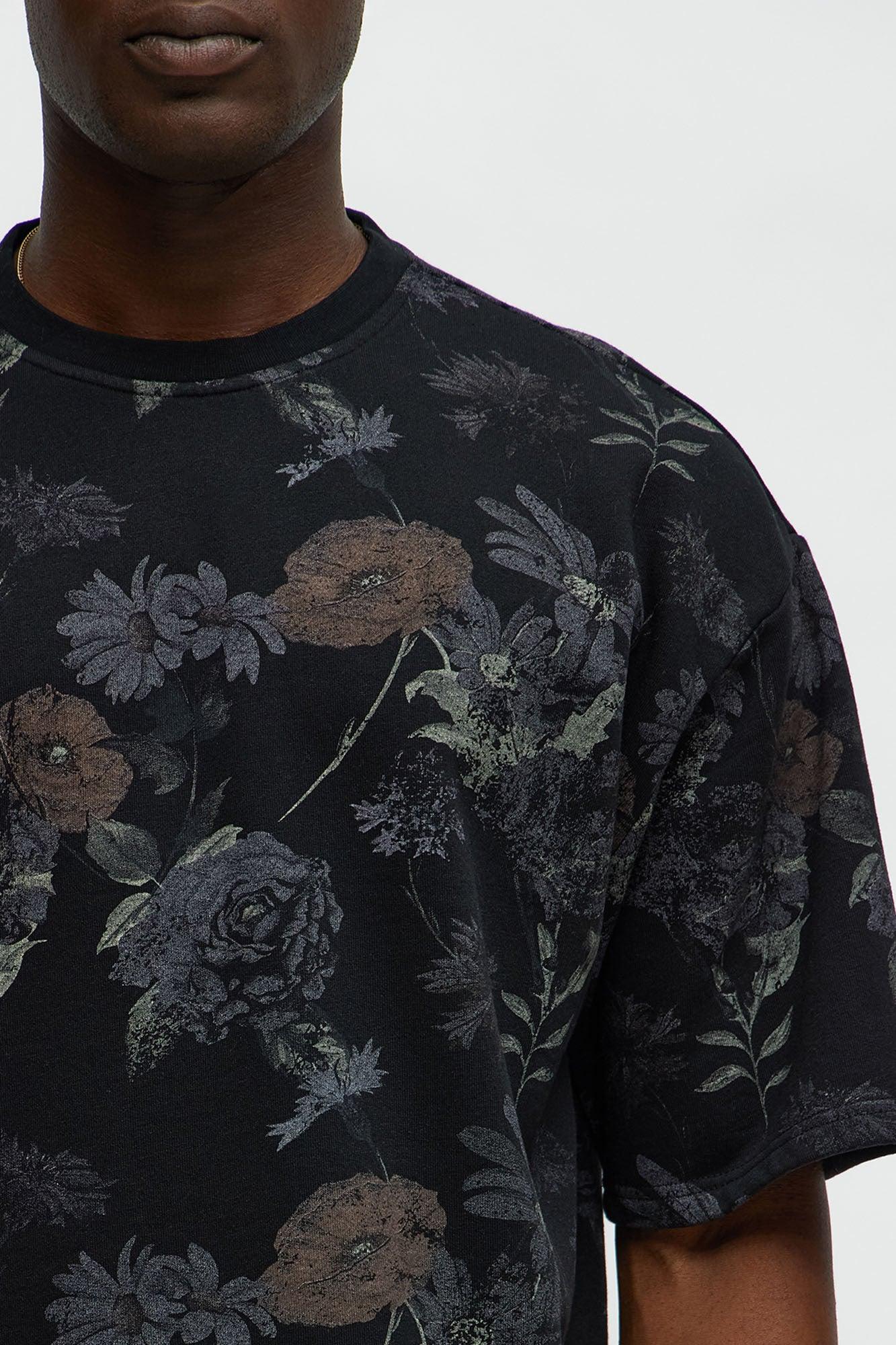 Give Me My Flowers Oversized Tee - Black Product Image