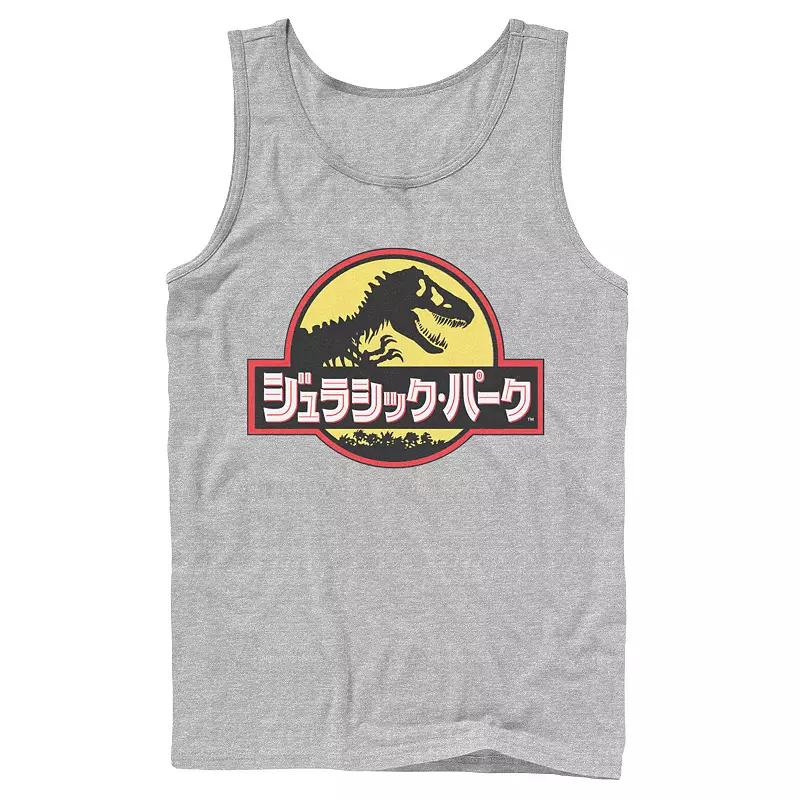 Men's Jurassic Park Japanese Classic Logo Tank Top, Size: Large, Athletic Grey Product Image