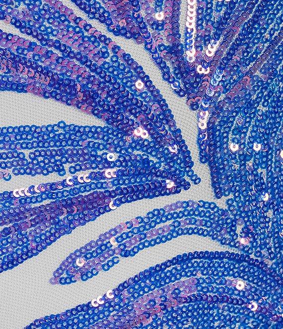 Morgan & Co. Pattern Sequin Cage Back Long Dress Product Image