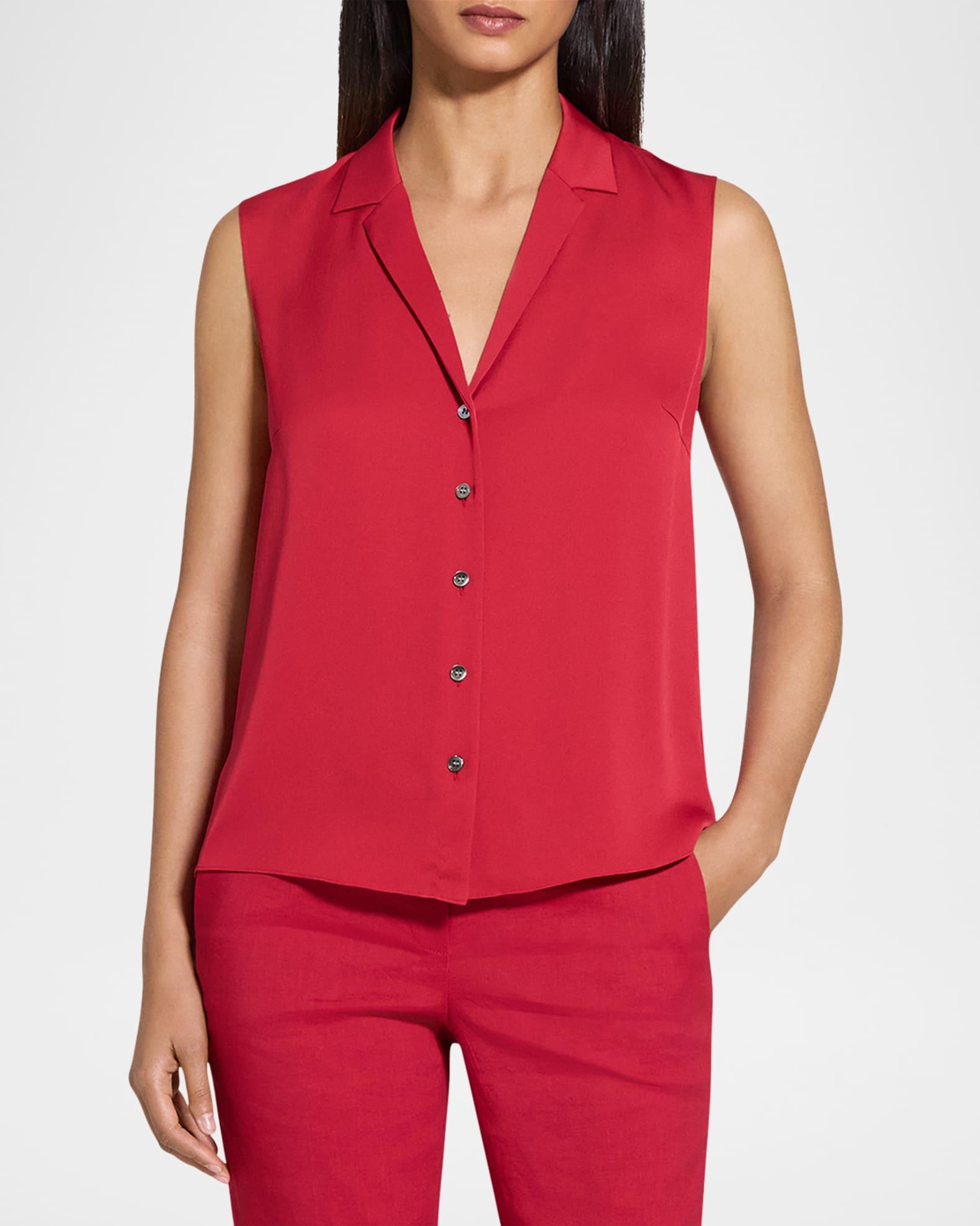 Sleeveless Silk Camp Blouse  Product Image
