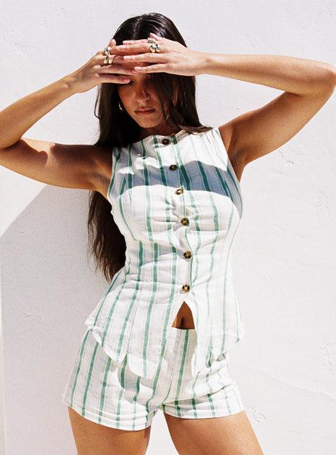 Therese Vest Set Green Stripe Product Image