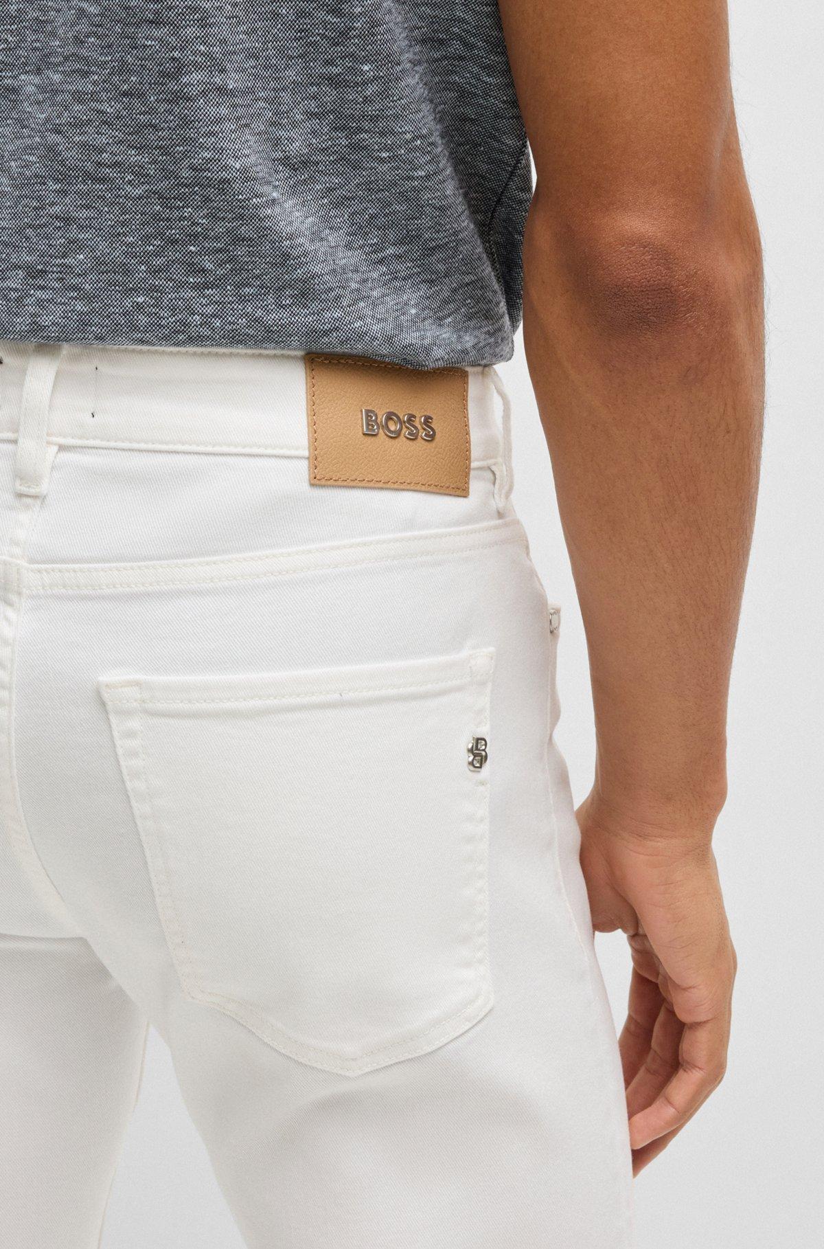 BOSS - Delaware slim-fit jeans in white comfort-stretch denim - White Product Image