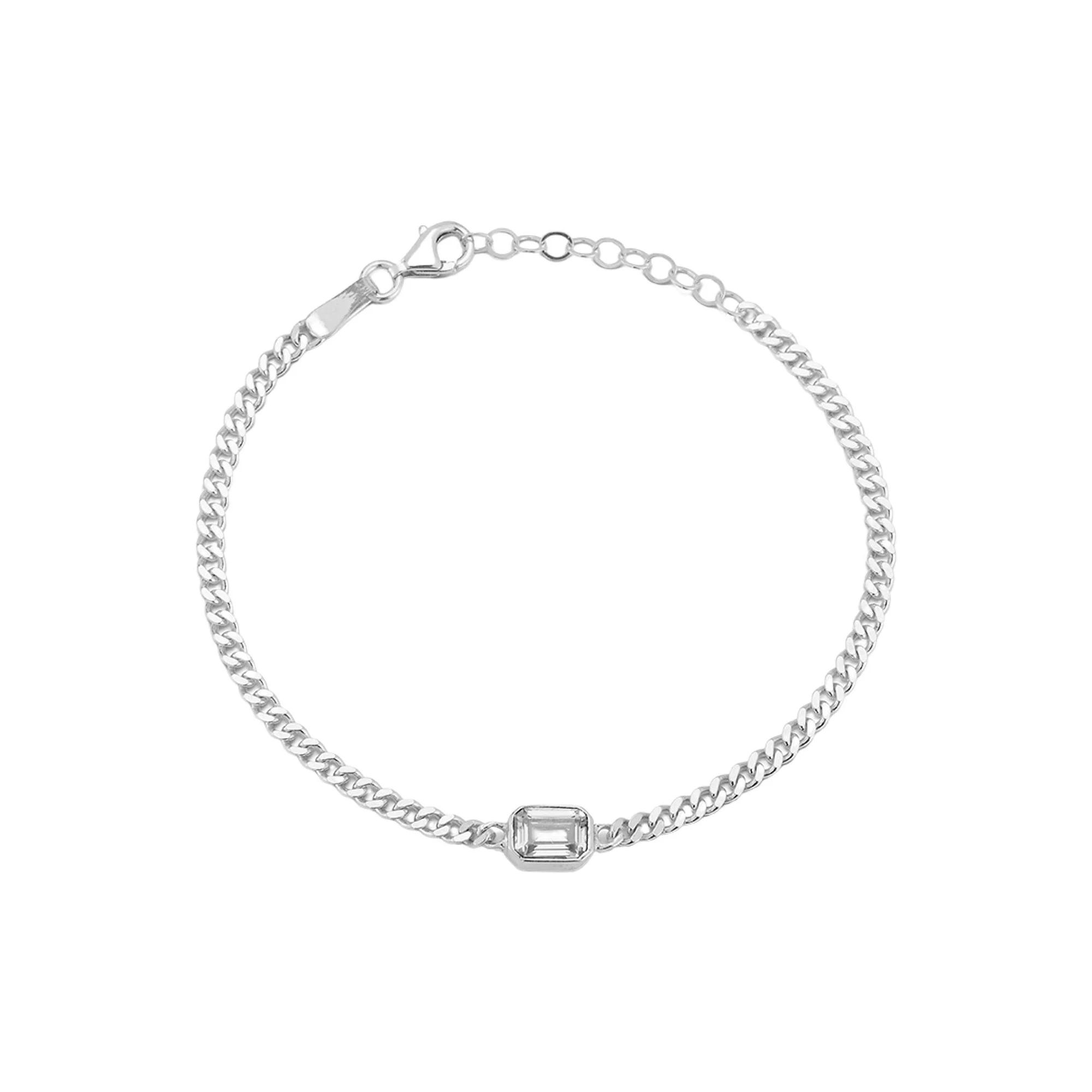 Sunkissed Sterling Cubic Zirconia Curb Chain Bracelet, Women's, Size: 7", Silver Tone Product Image