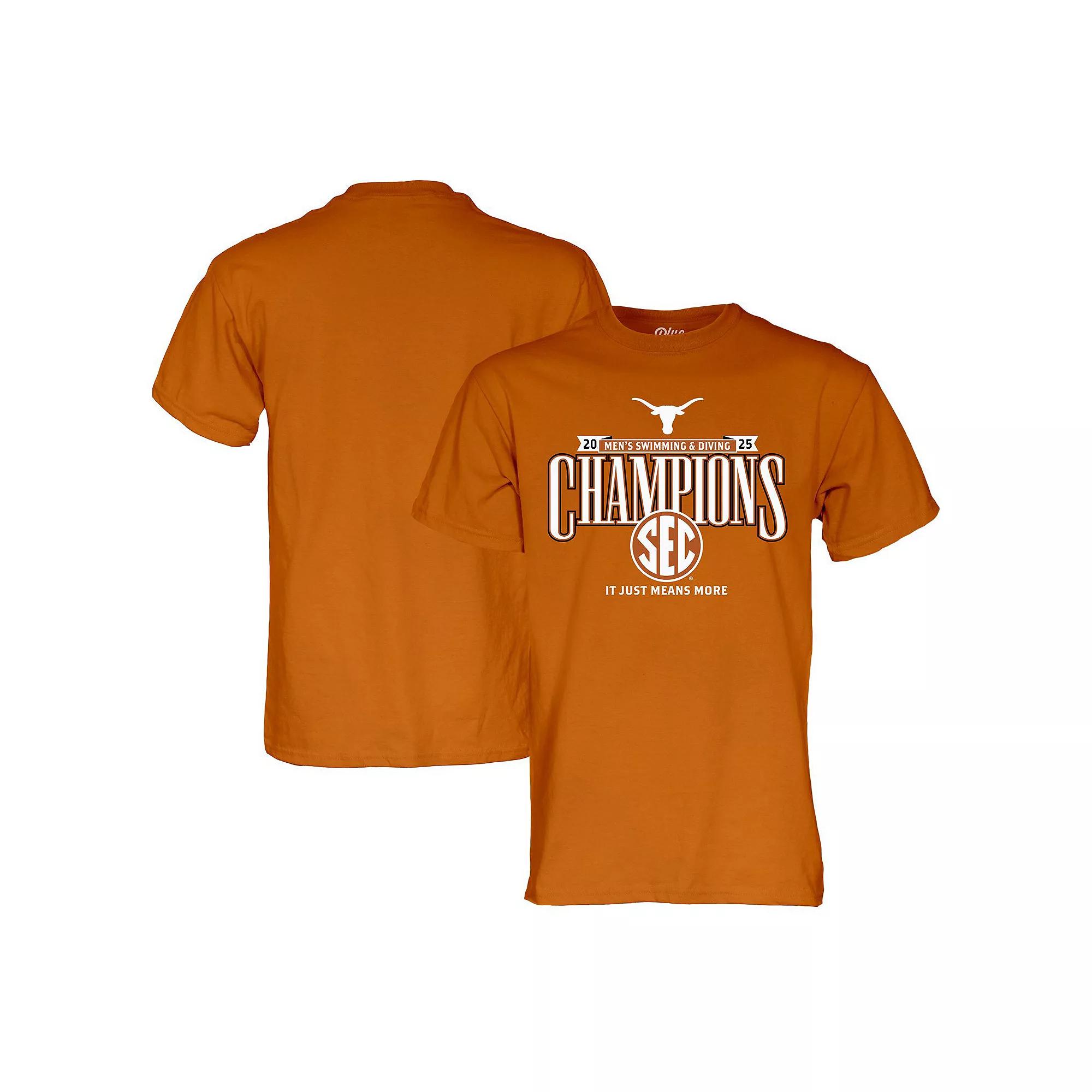 Unisex Blue 84  Texas Orange Texas Longhorns 2025 SEC Men's Swimming and Diving Conference Champions Locker Room T-Shirt, Adult Unisex, Size: 2XL, Team Product Image
