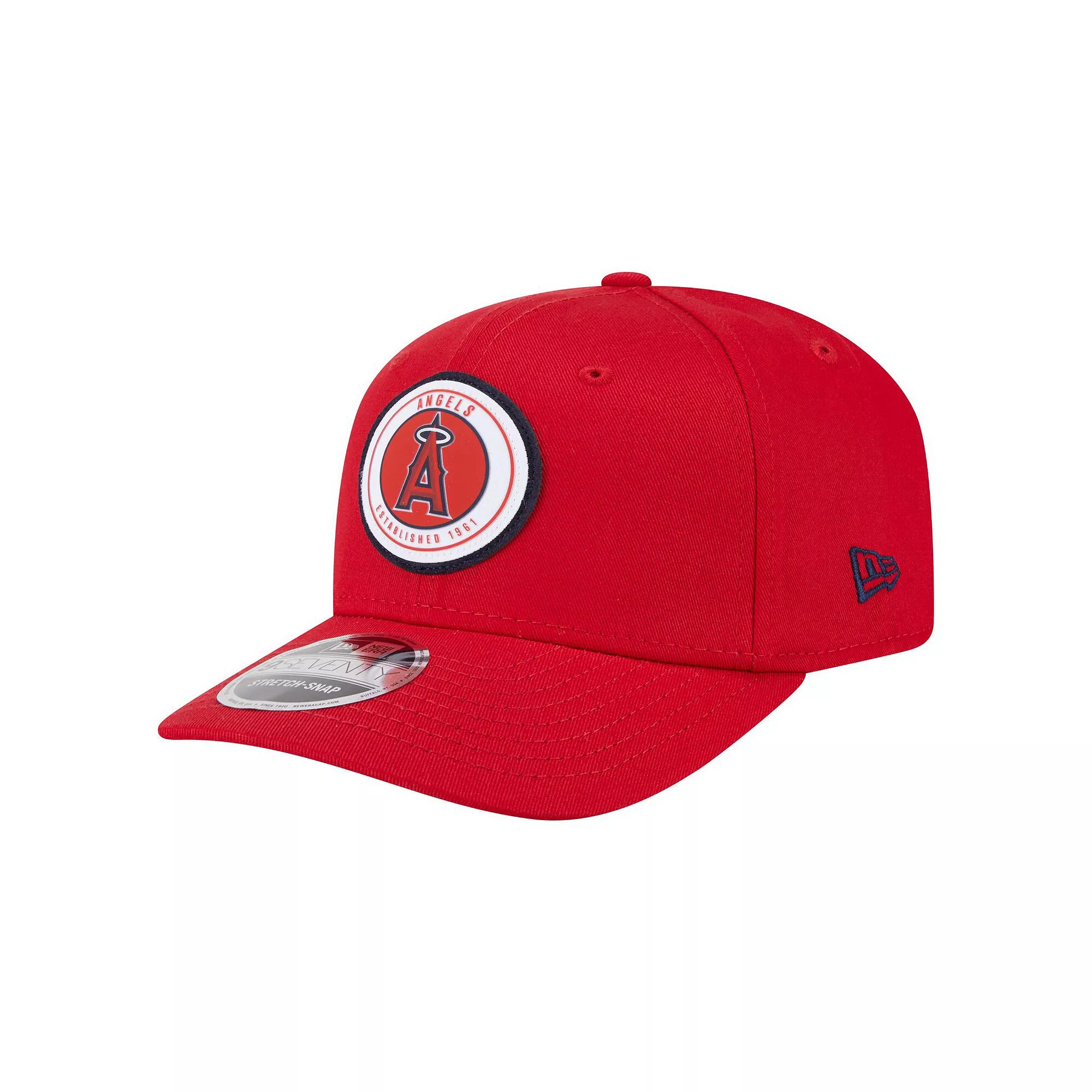 Men's New Era Red Los Angeles Angels Circle Patch 9SEVENTY Stretch-Snap Hat Product Image