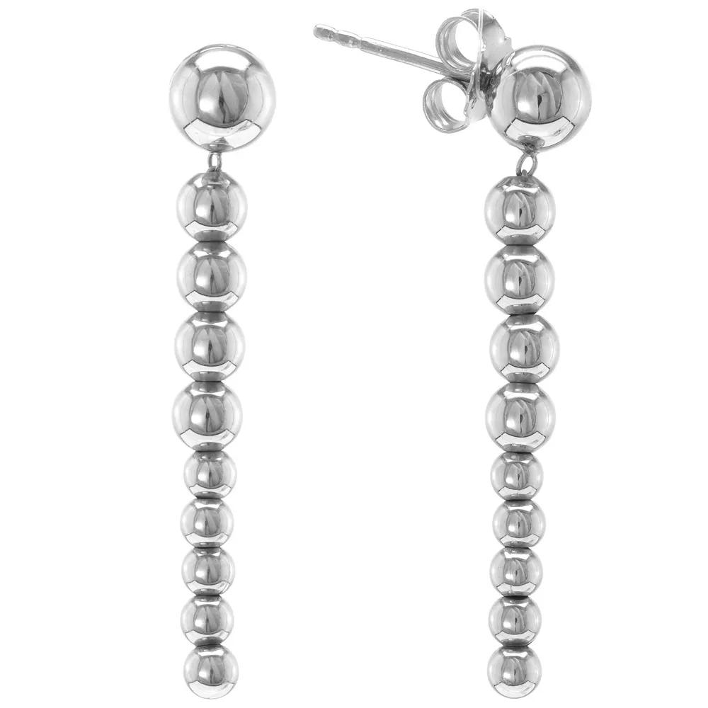 Judy Crowell Sterling Silver Textured Graduated Bead Drop Earrings, Women's Product Image
