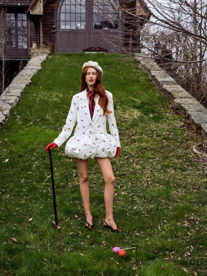 Talia Blazer Dress — White Product Image