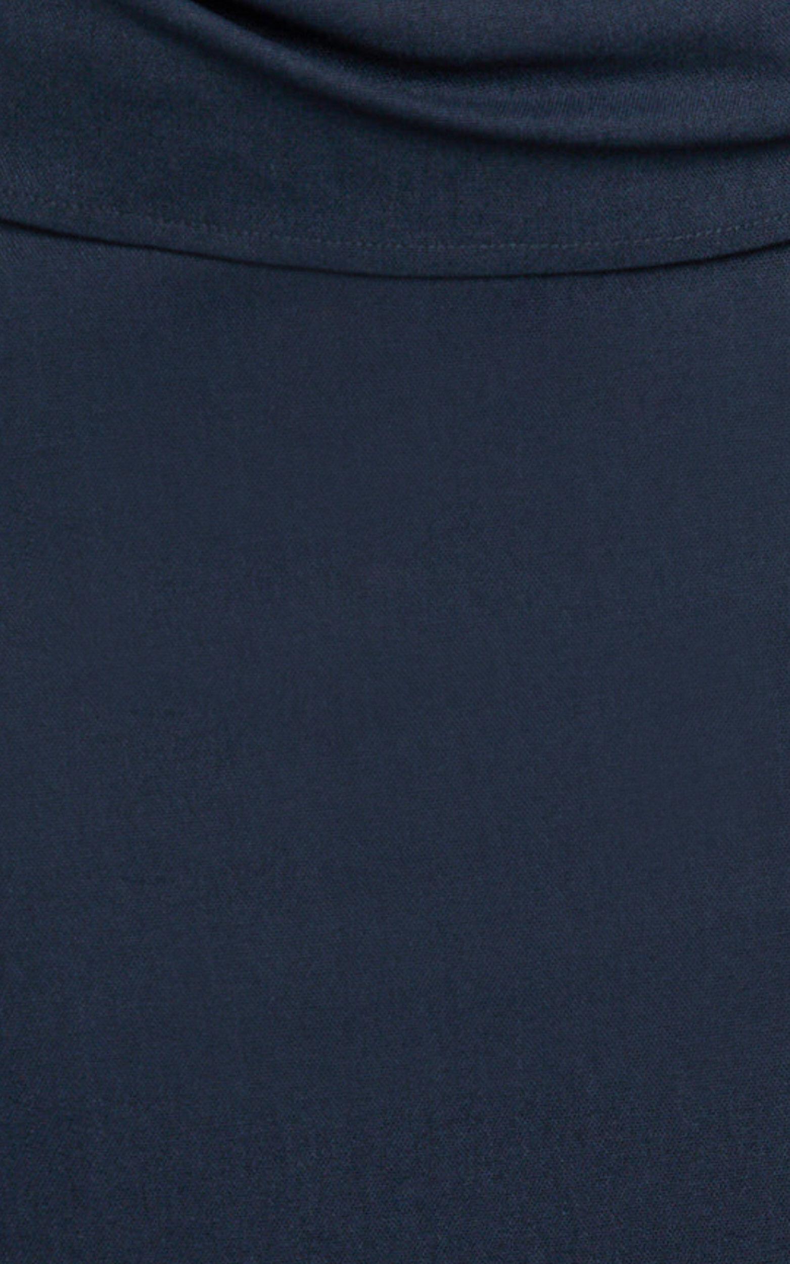 Vance Maxi Skirt - Linen Back Split Skirt in Navy Product Image