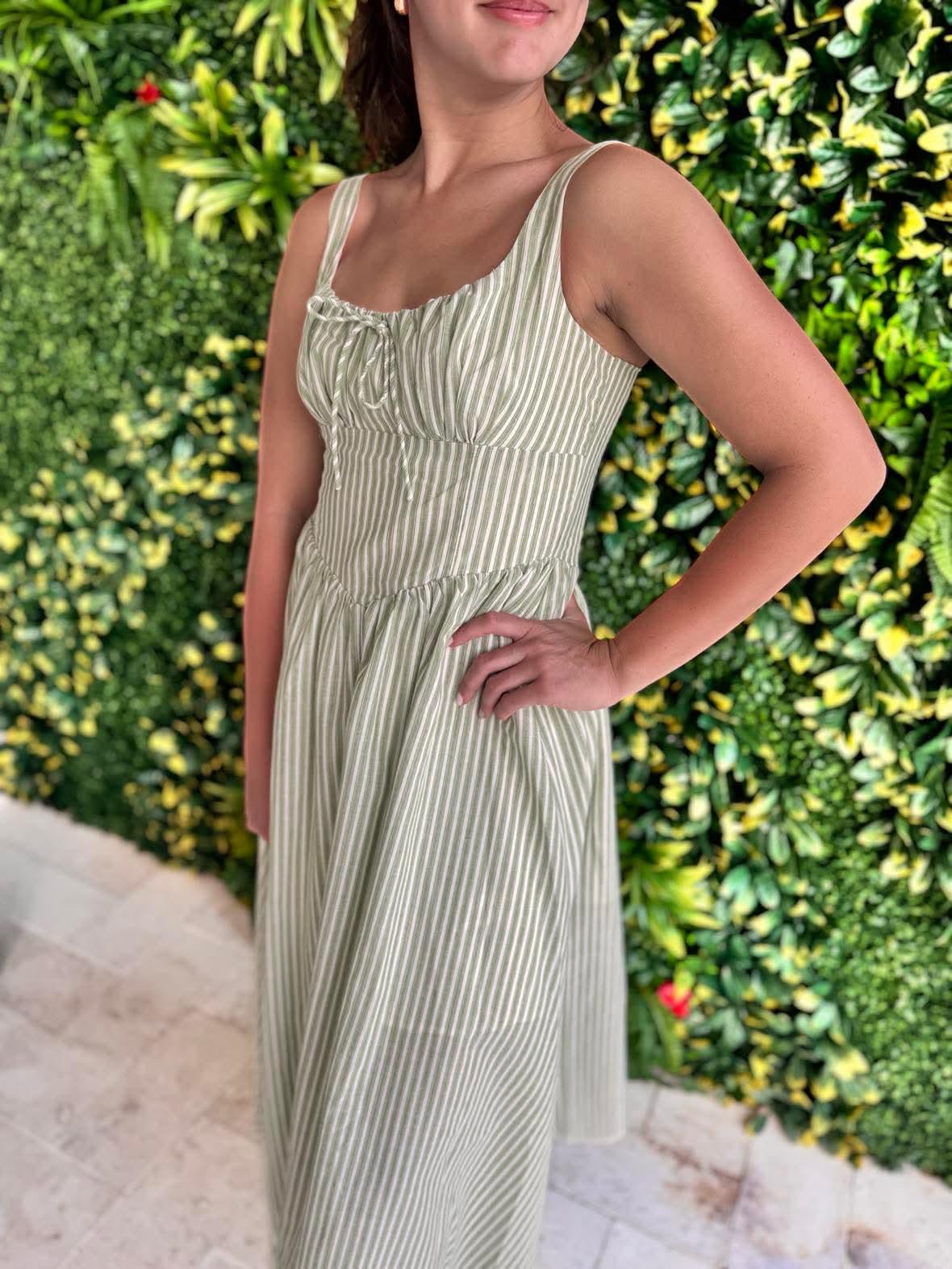 Stripe Corset MIDI Dress Product Image