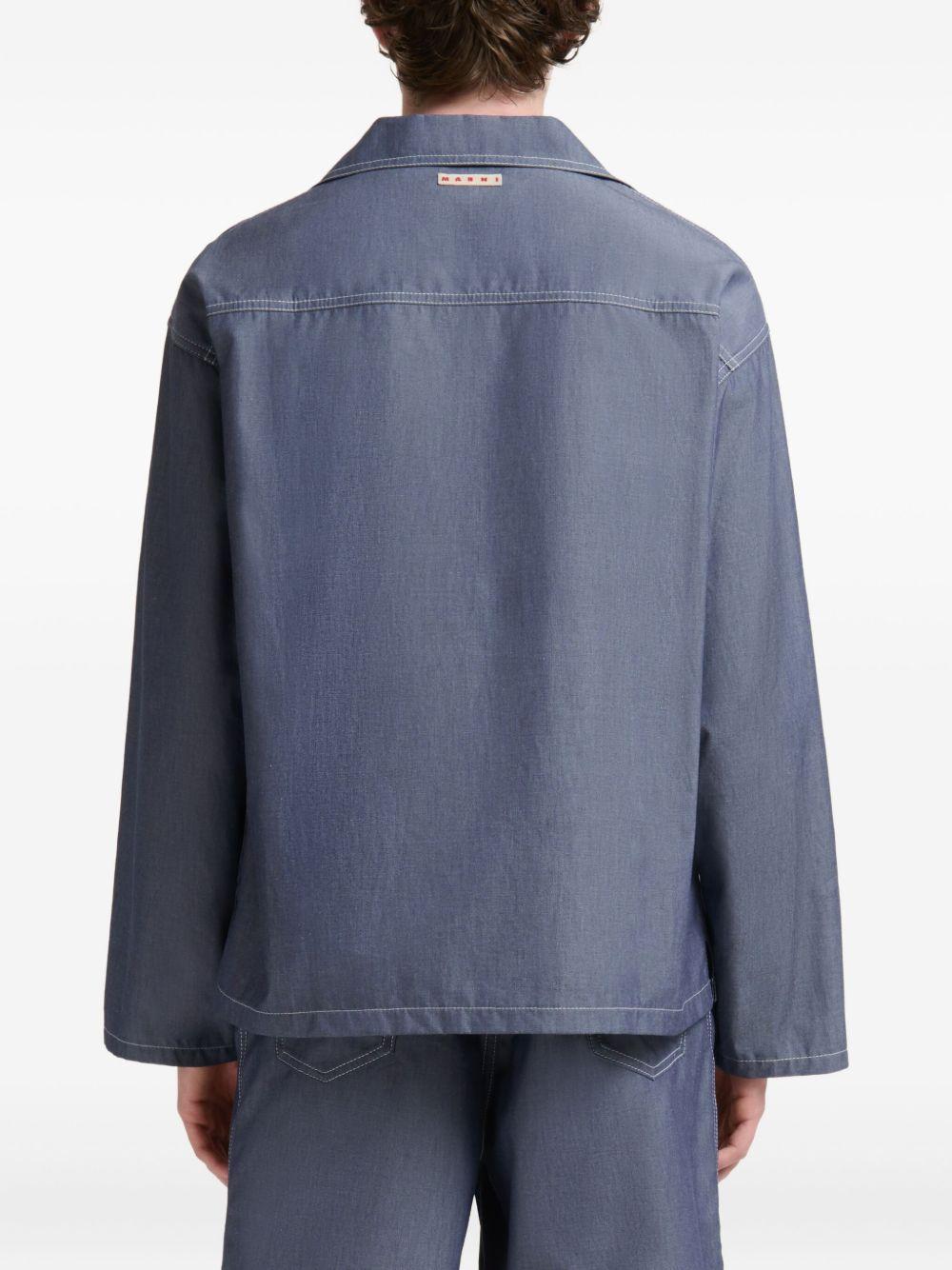 polo-collar chambray shirt Product Image