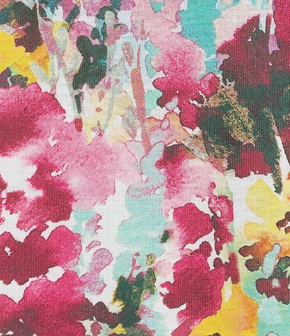 Allison Daley Rhubarb Floral Vale Print Embellished 3/4 Sleeve Crew Neck Knit Top Product Image