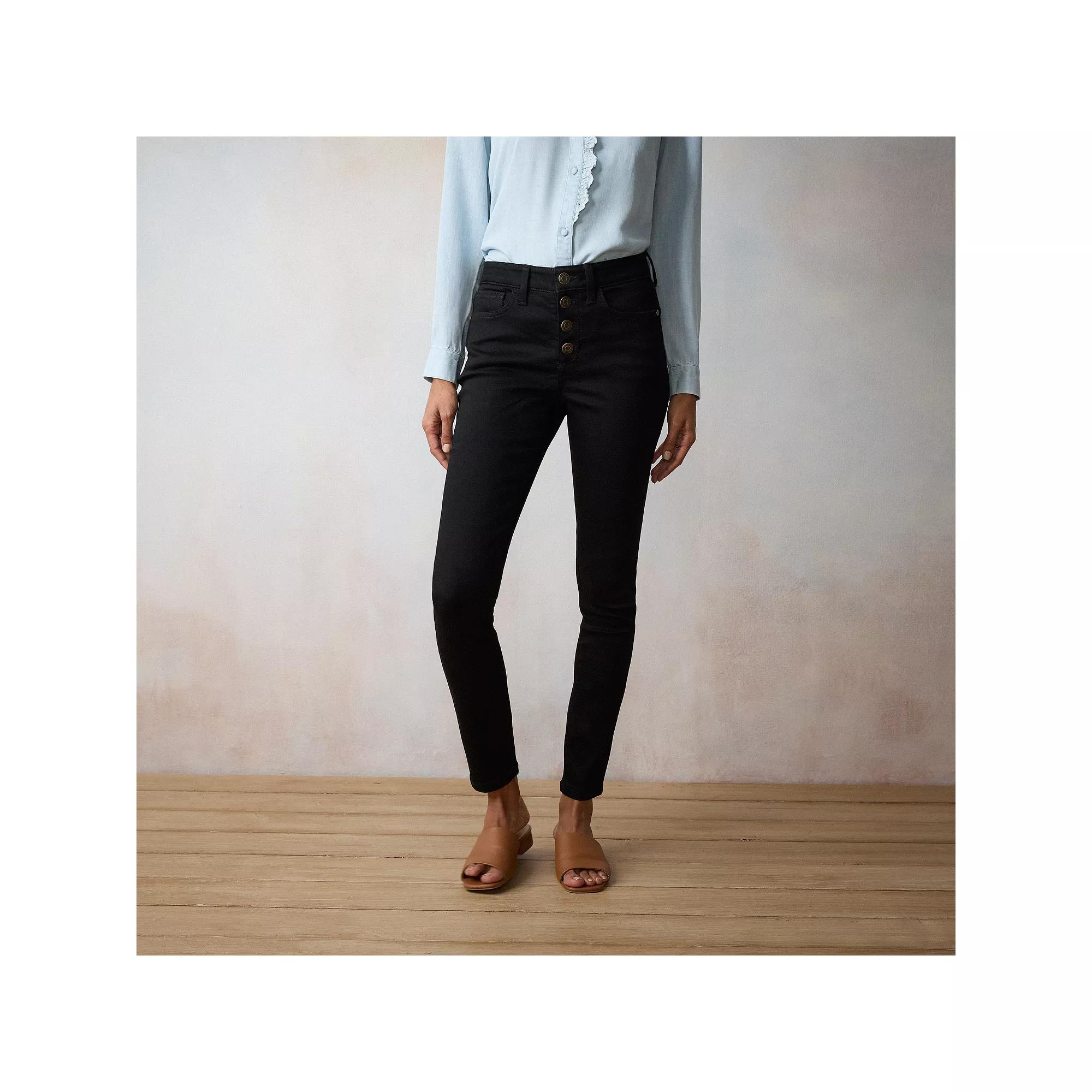 Women's LC Lauren Conrad High Rise 5-Pocket Skinny Jeans, Size: 18, Black Rinse Product Image