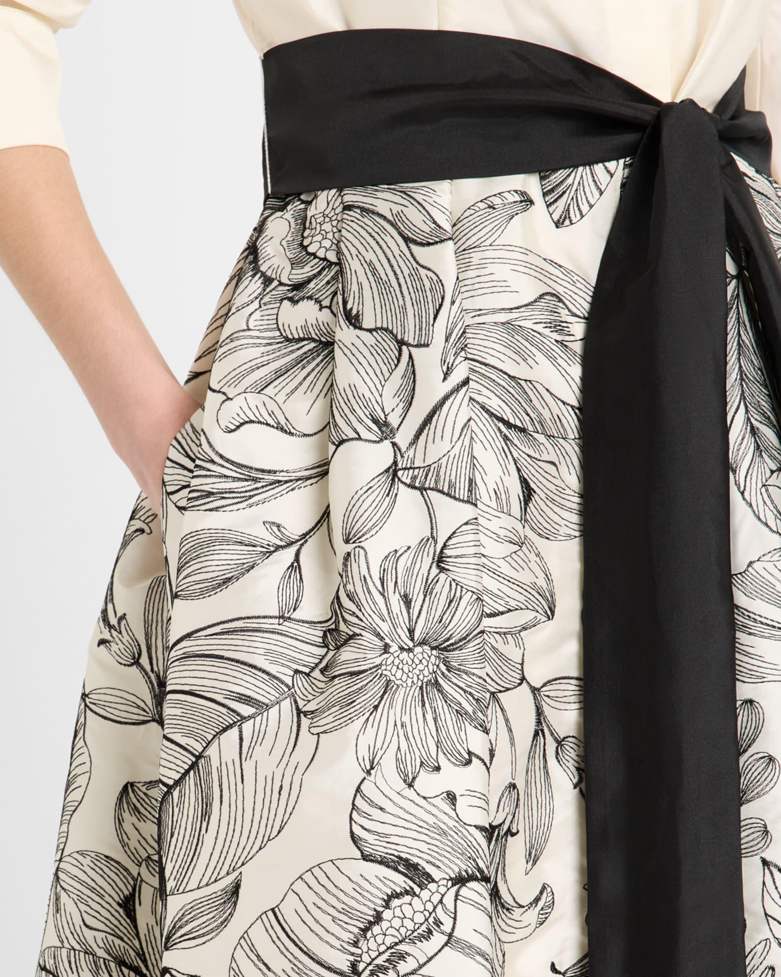 Beaded Floral-Embroidered Midi Shirtdress Product Image