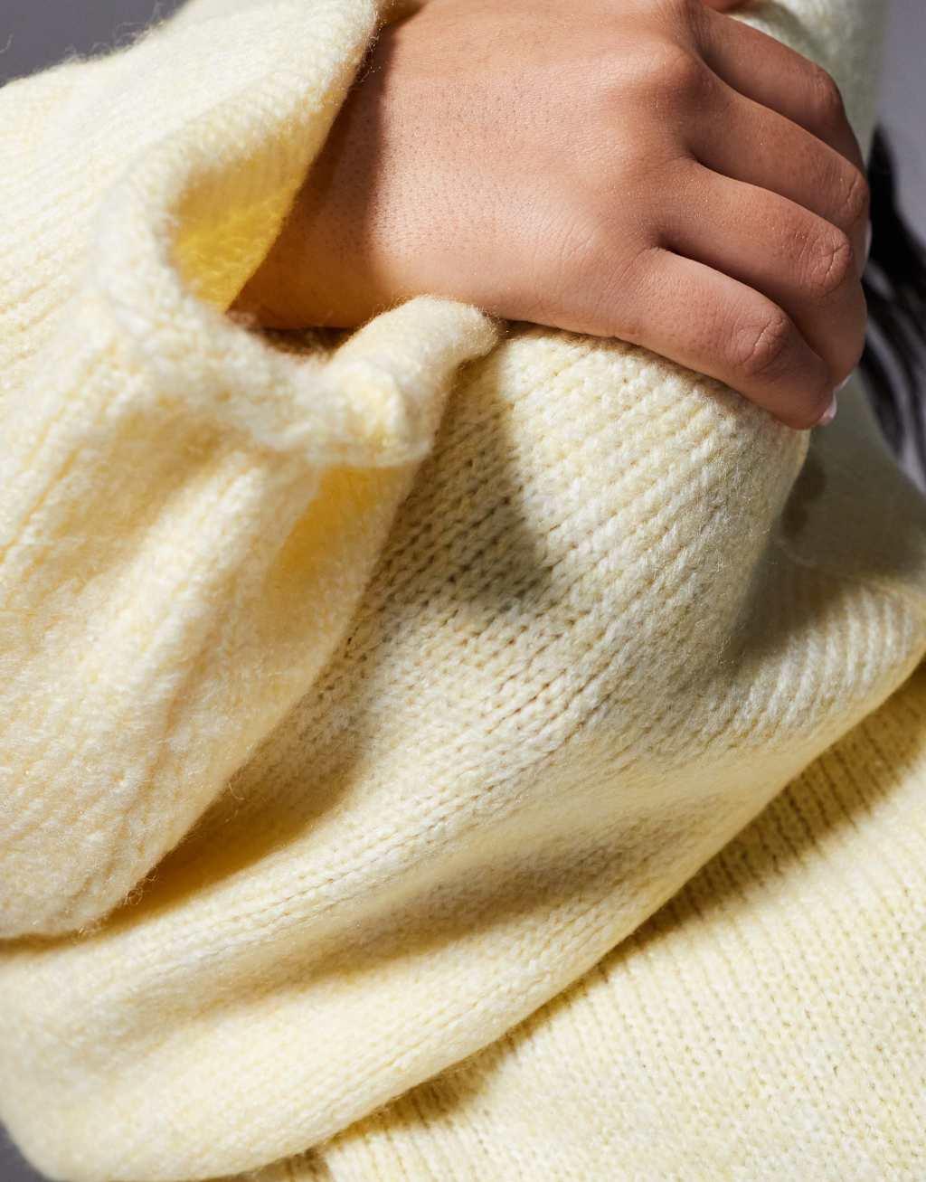 ASOS DESIGN knit brushed sweater in soft buttermilk Product Image