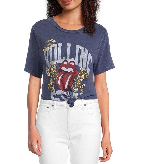 Lucky Brand Knit Rolling Stones Crew Neck Short Sleeve Boyfriend Tee Product Image