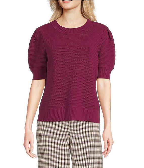 Investments Petite Size Novelty Short Sleeve Crew Neck Sweater Top Product Image