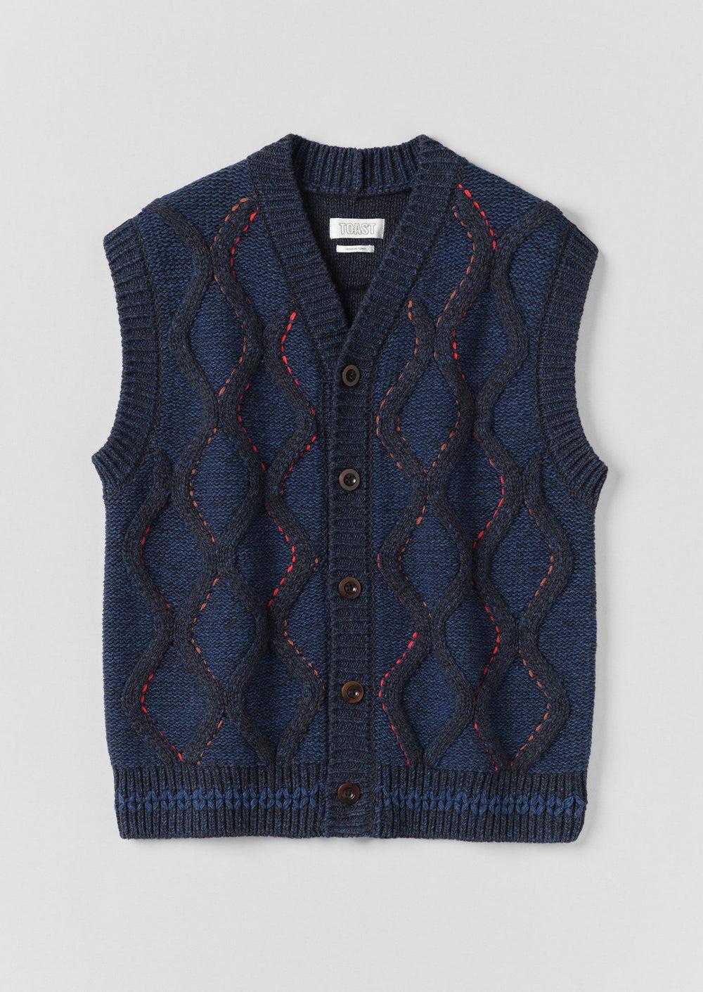 Hand Embellished Button Through Tank | Blue Multi Product Image