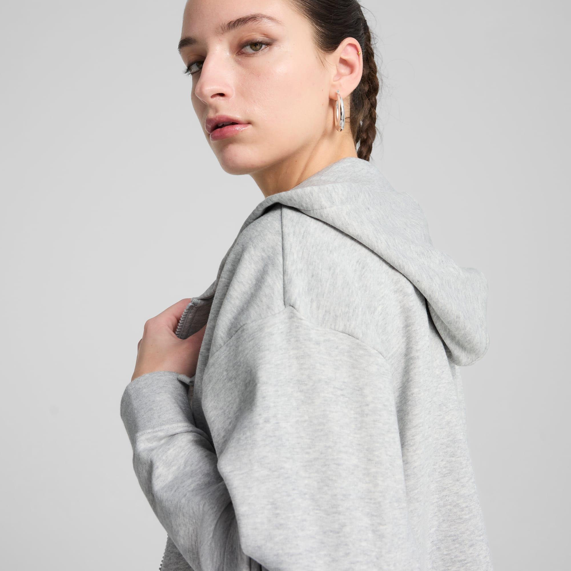 PUMA Essentials Small No. 1 Logo French Terry Women's Comfort Full-Zip Hoodie in Grey Product Image