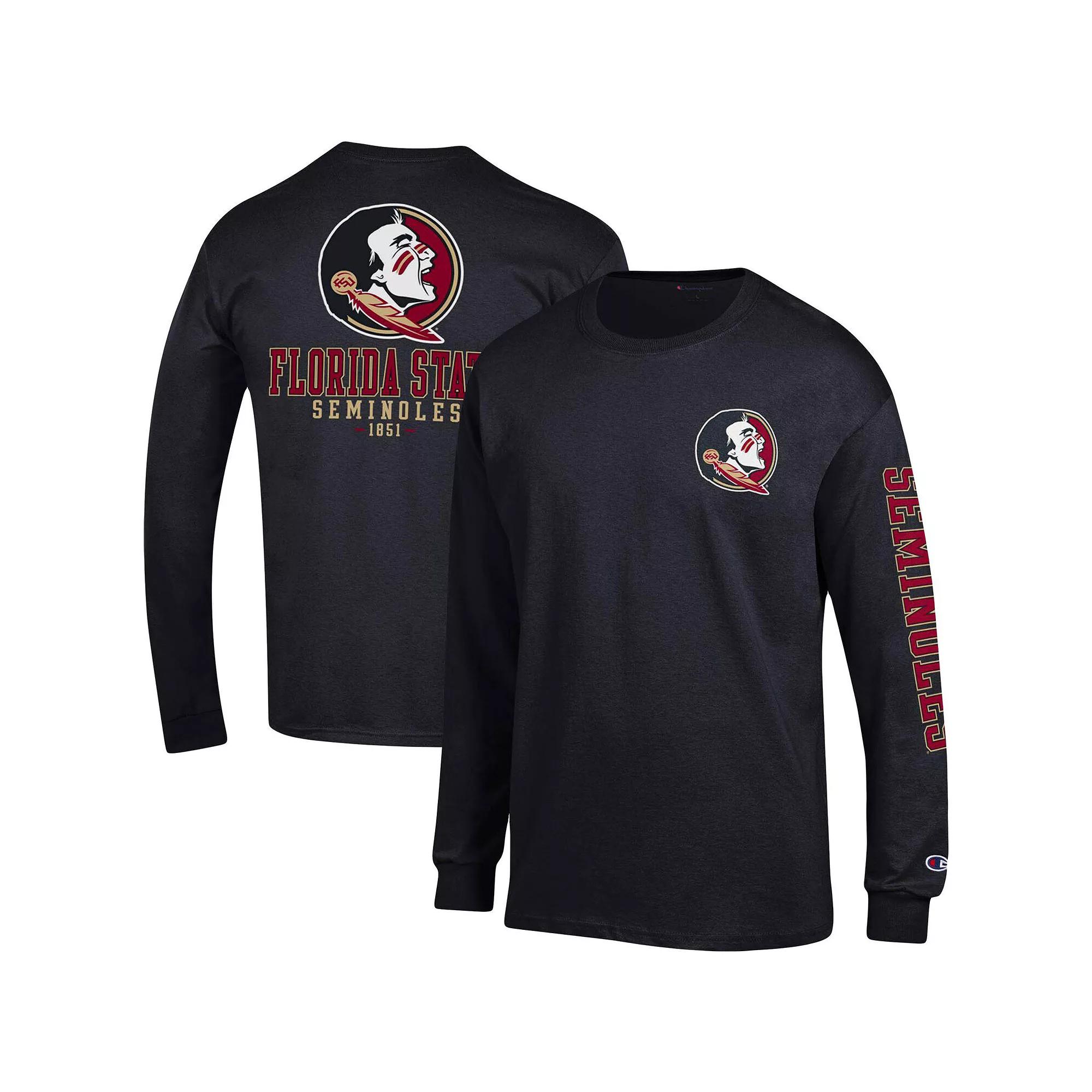 Men's Champion Black Florida State Seminoles Team Stack Long Sleeve T-Shirt,  Product Image