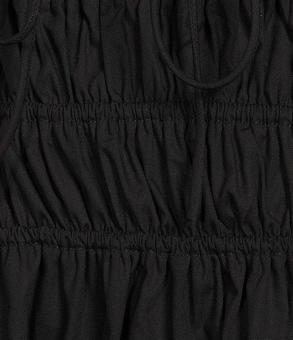 Rumored Positano Scoop Neck Sleeveless Tie Front Ruched Midi Dress Product Image