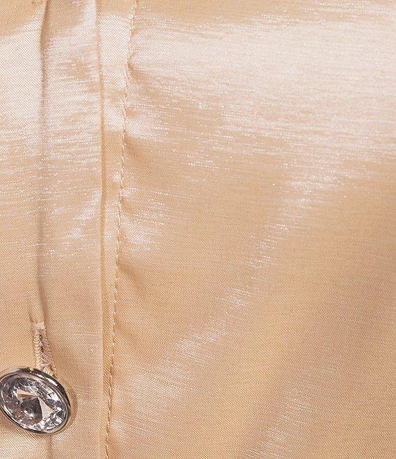 Marina Plus Size 3/4 Sleeve Point Collar Neck Tie Waist Taffeta Midi A-Line Dress Product Image